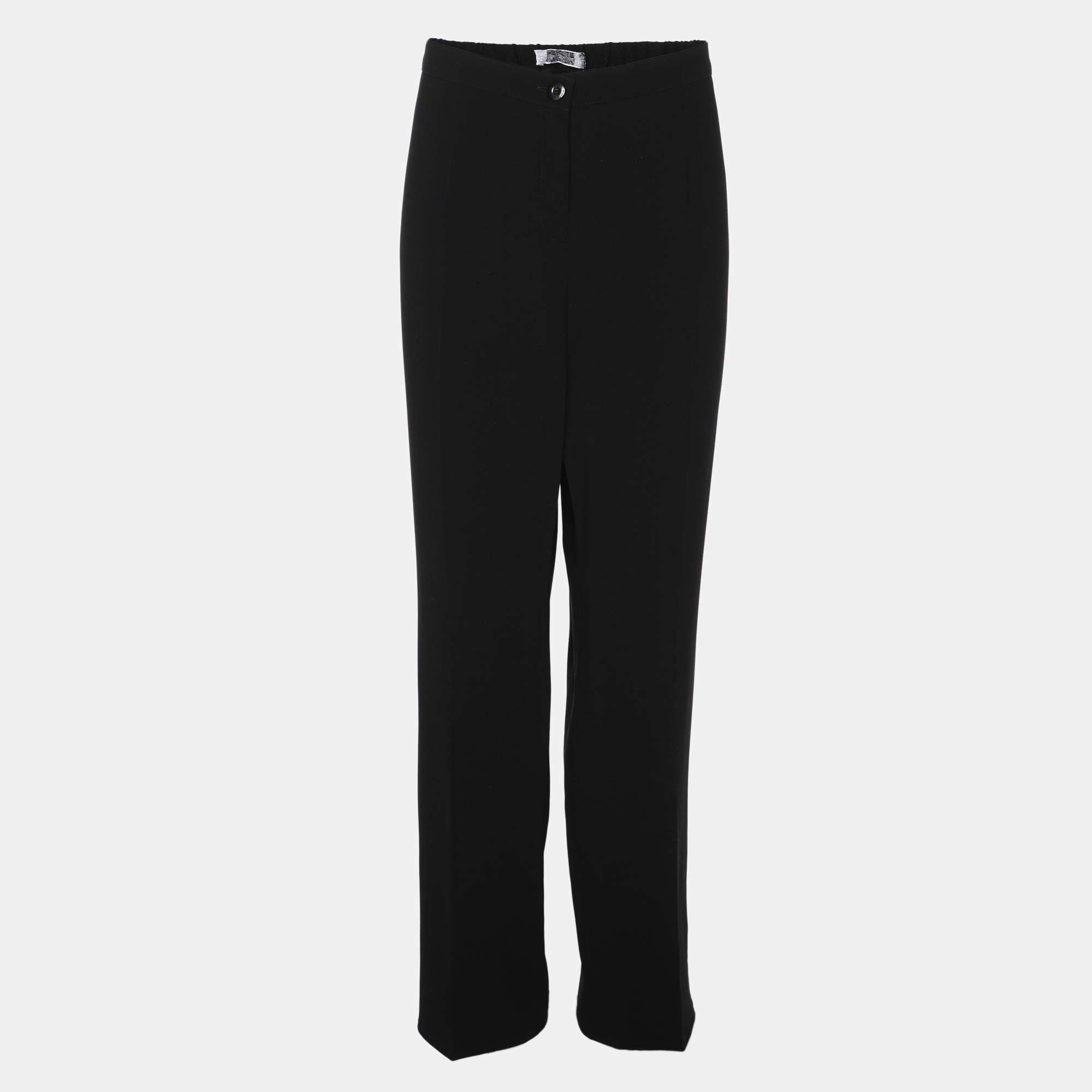 Pre Owned Perte by Krizia Black Stretch Crepe Pants XL