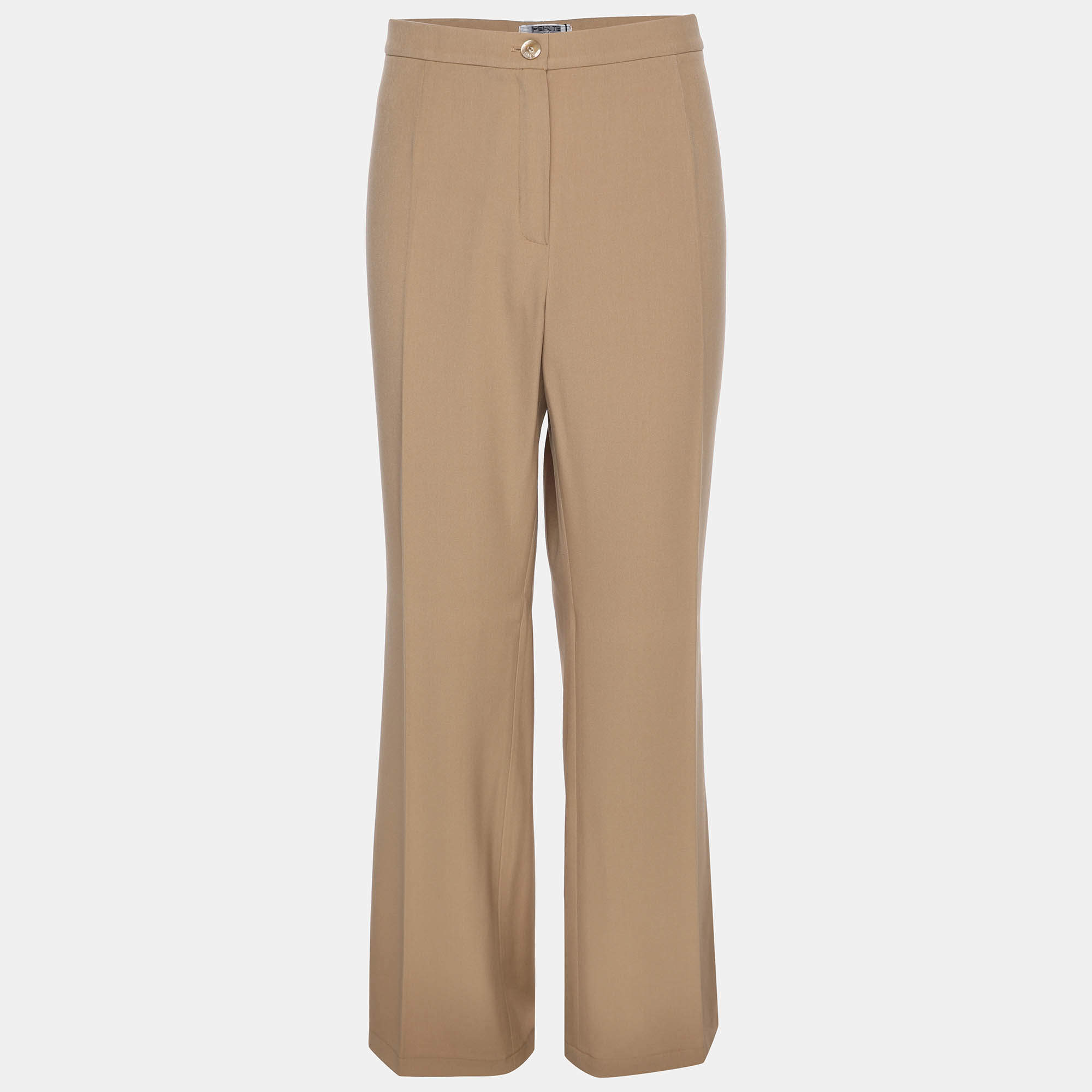 Pre Owned Perte by Krizia Brown Crepe Straight Leg Trousers XL