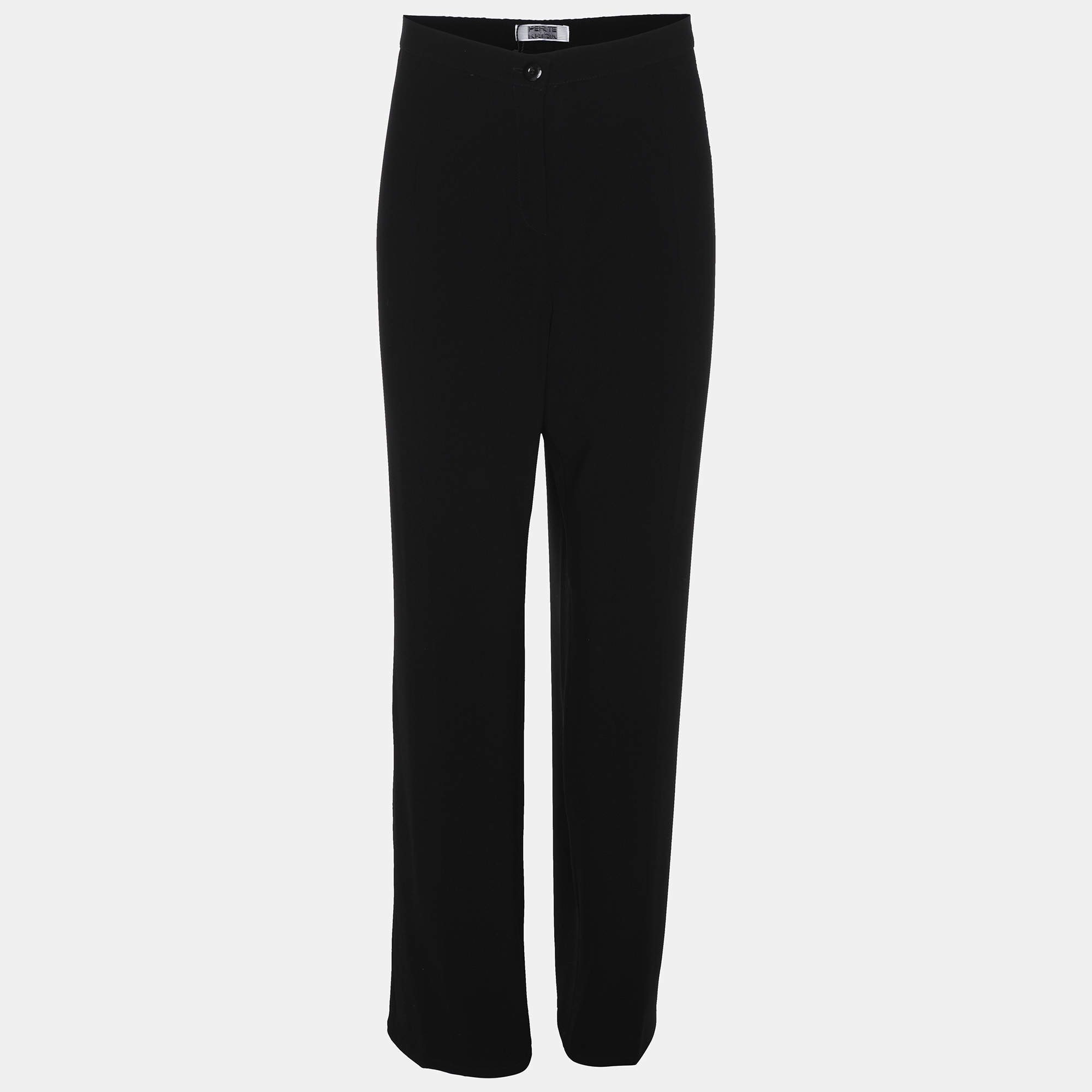 Pre Owned Perte by Krizia Black Stretch Crepe Pants XL