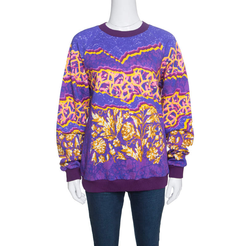 Pre Owned Peter Pilotto Ruc Purple Printed Sweatshirt L