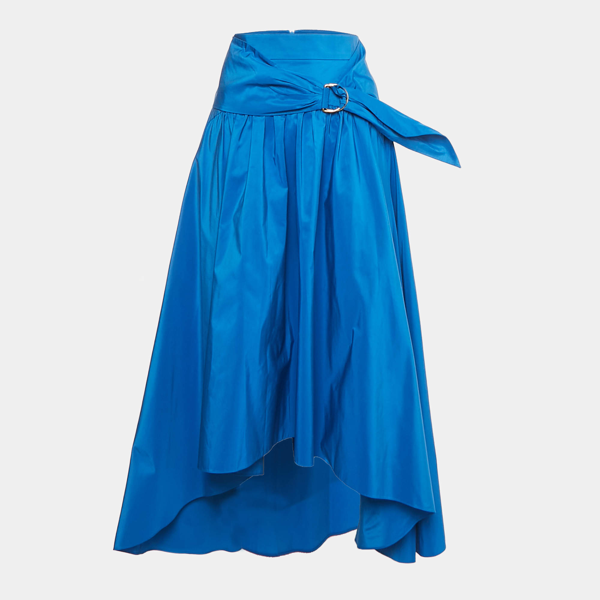 Pre Owned Peter Pilotto Blue Taffeta High-Low Midi Skirt M