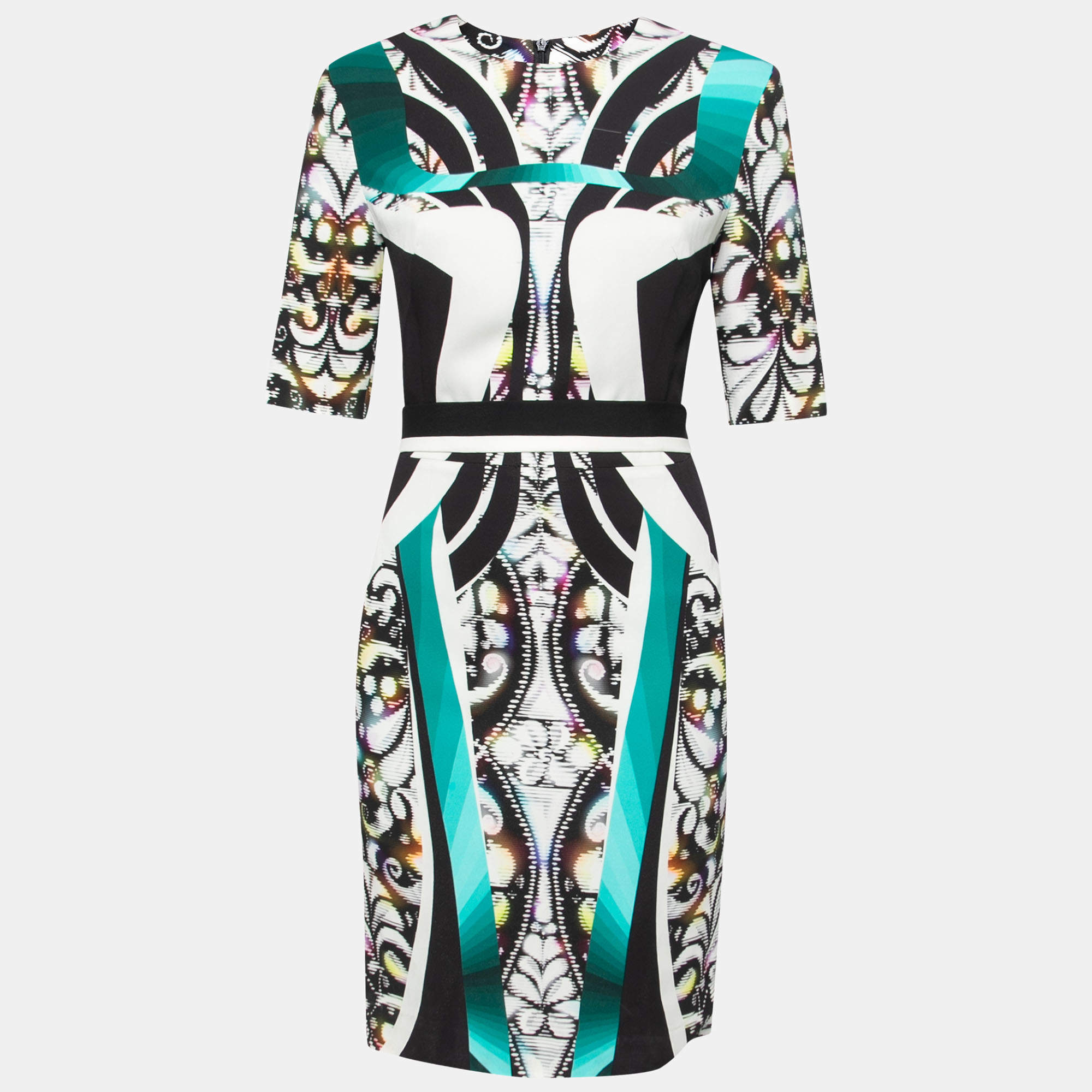 Peter Pilotto Multicolor Digital Print Belted Sheath Dress M