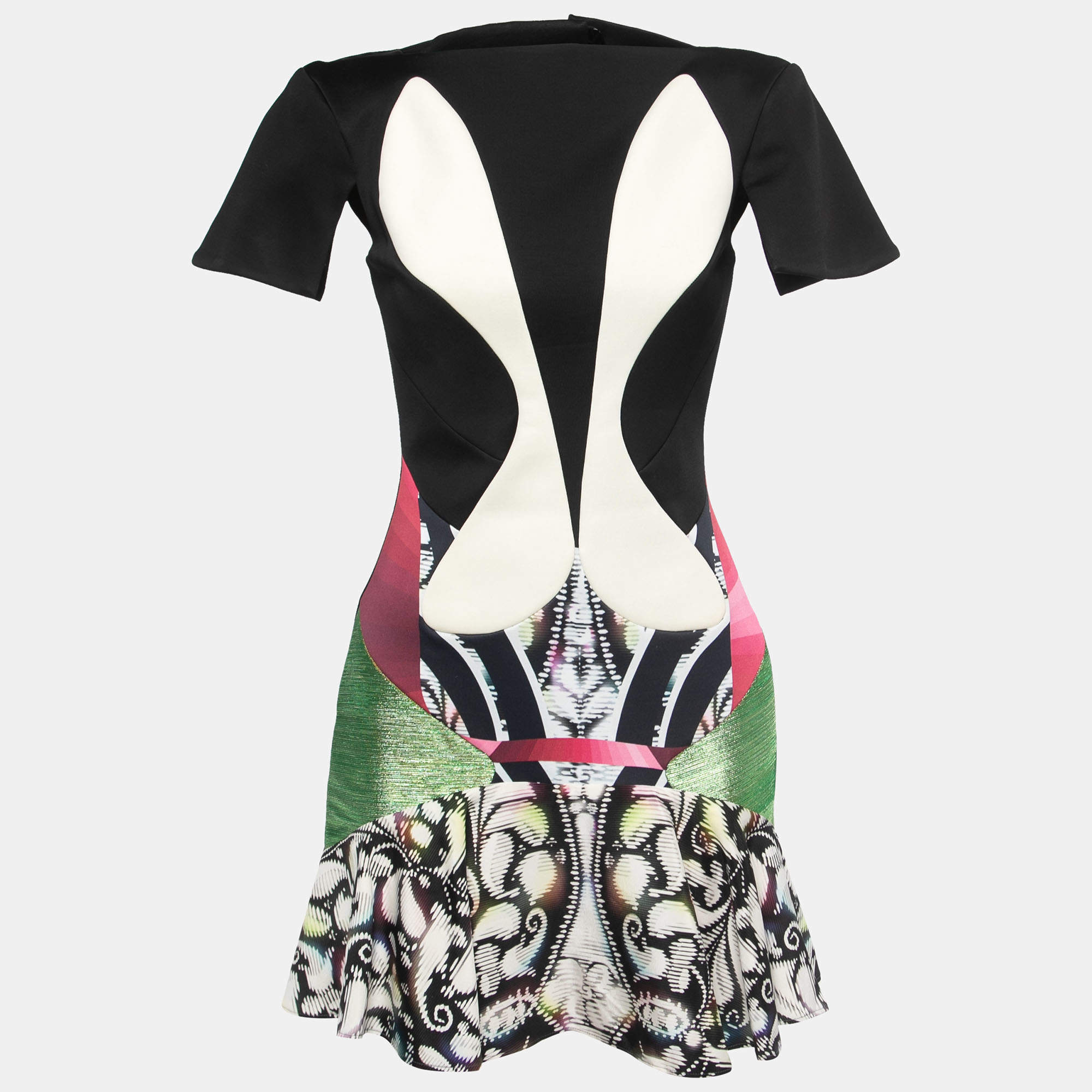 Peter Pilotto Multicolor Print Crepe Cape Sleeve Mini Jarr Dress S