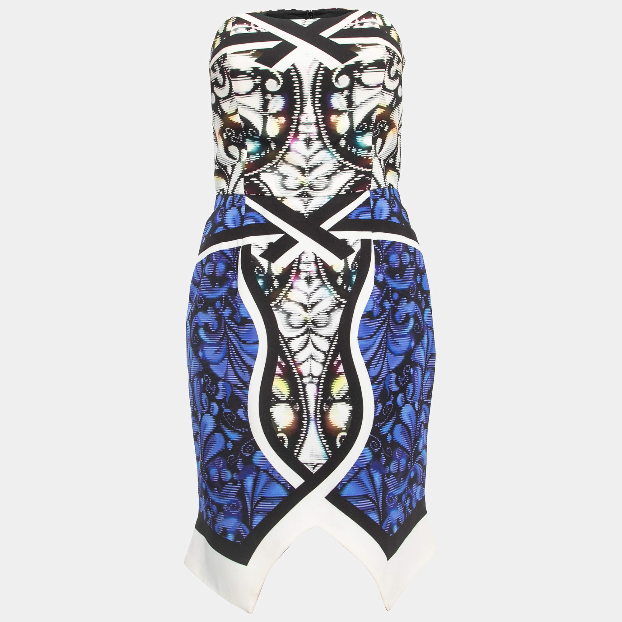 Pre Owned Peter Pilotto Multicolor Print Crepe Strapless Mini Dress M