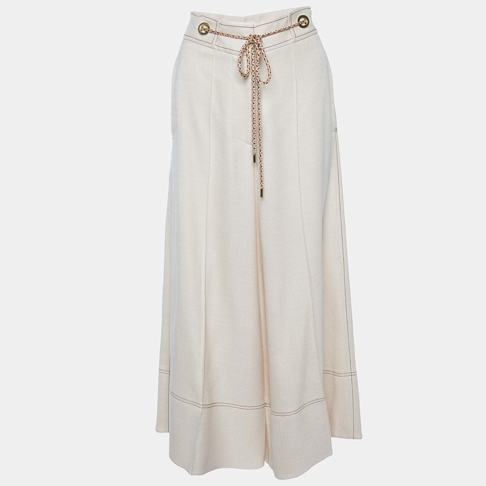 Peter Pilotto Cream Linen & Silk Parallel Pants M