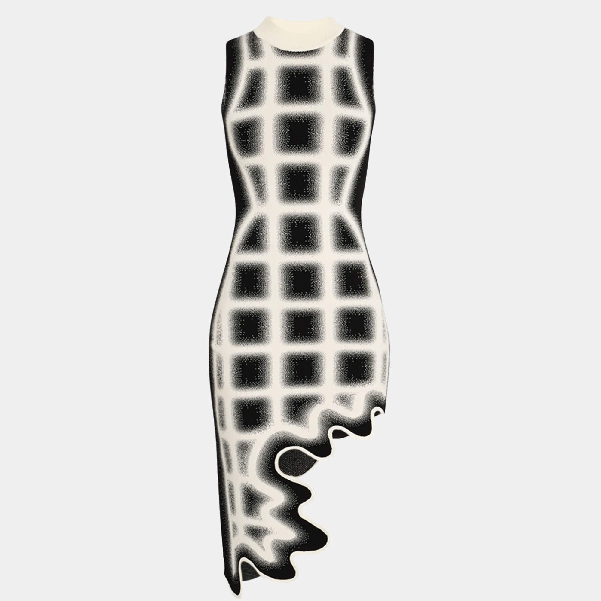 مملوكة مسبقًا PH5 UV Reactive Monochrome Wave Pattern Knit Bella Dress M