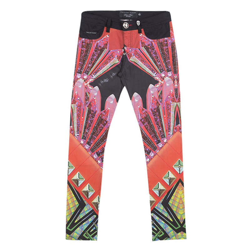 Philipp Plein Devil's Food Printed Stretch Cotton Jeggings S Philipp Plein