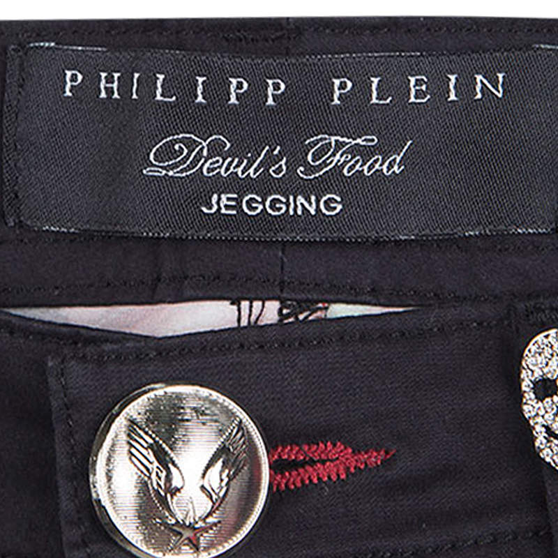 Philipp Plein Devil's Food Printed Stretch Cotton Jeggings S