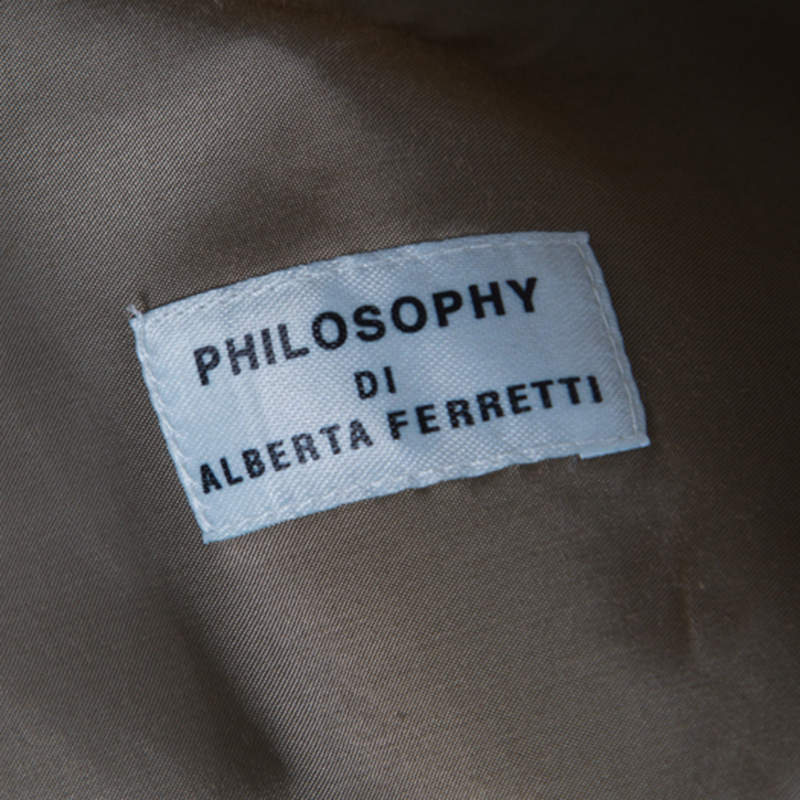 Pre Owned Philosophy di Alberta Ferretti Olive Green Satin Blazer and Trouser Set M