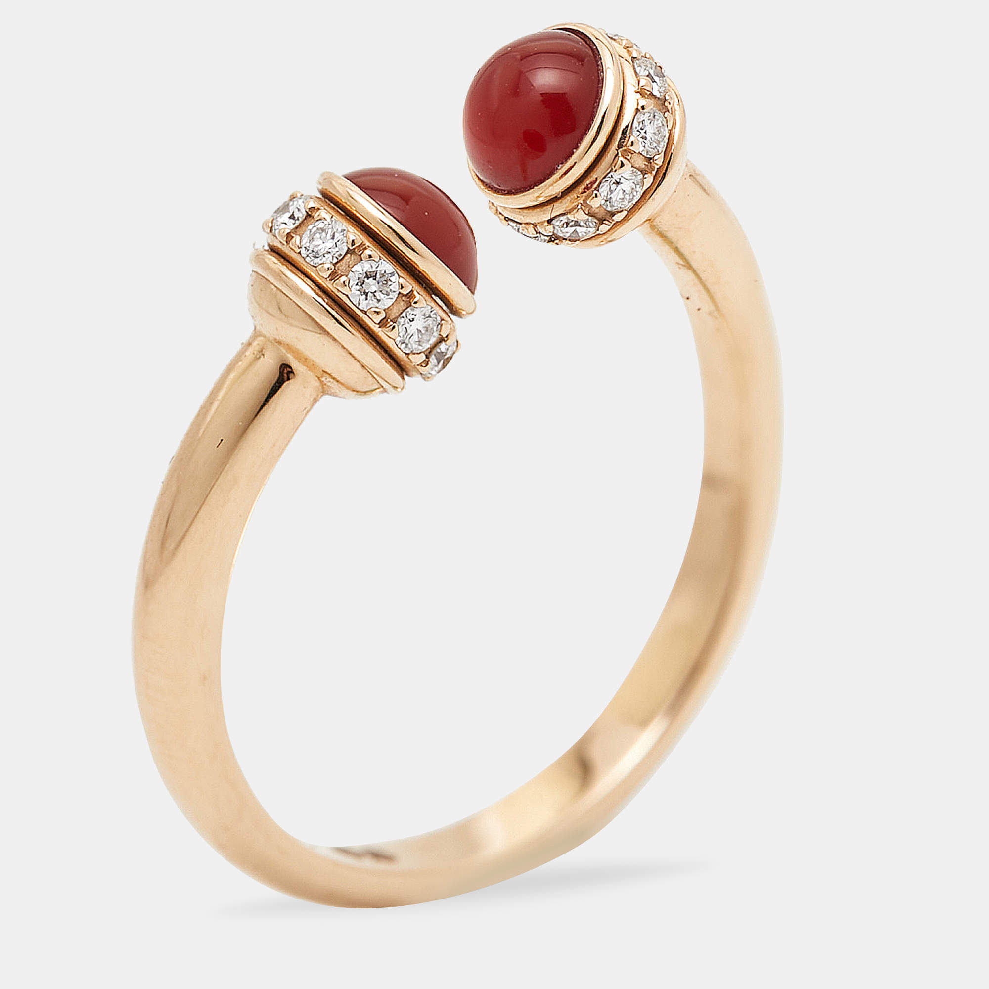 Pre Owned Piaget Possession Carnelian Diamond 18k Rose Gold Ring Size 56