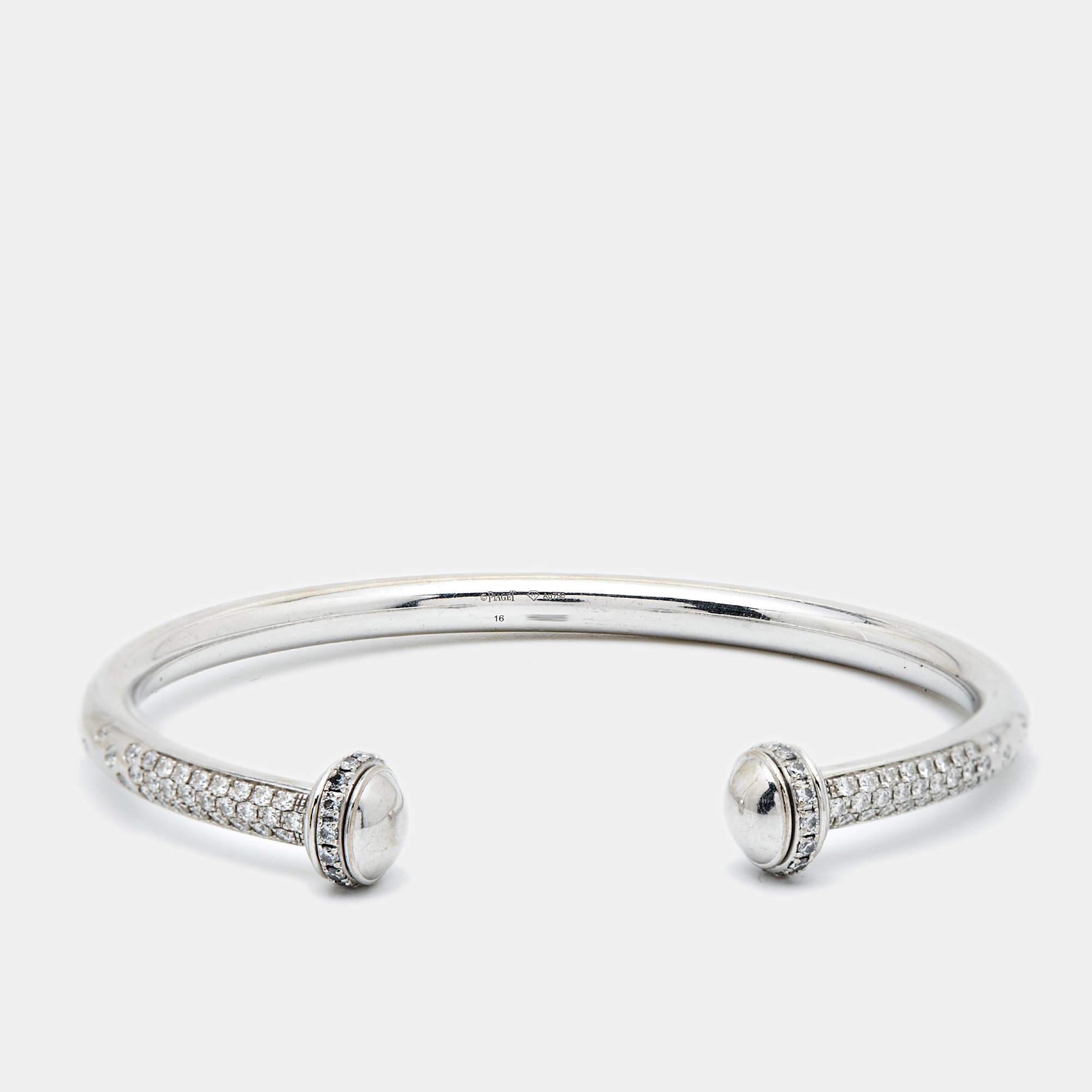 Piaget Possession Diamonds 18k White Gold Open Cuff Bracelet 16