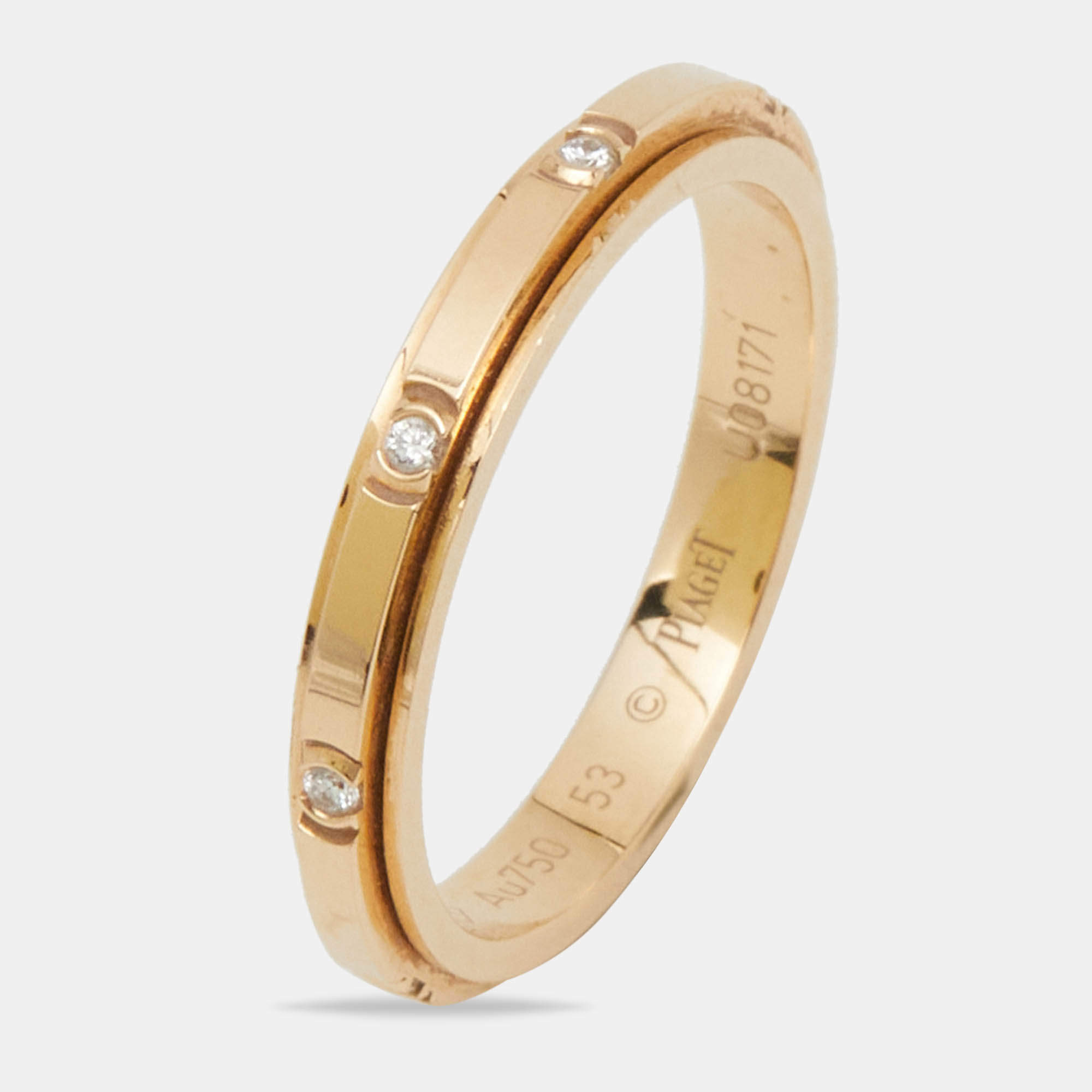 Pre Owned Piaget Possession Diamonds 18k Yellow Gold  Ring Size 53