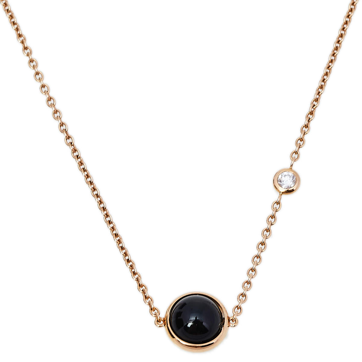 Pre Owned Piaget Possession Onyx & Diamond 18K Rose Gold Necklace