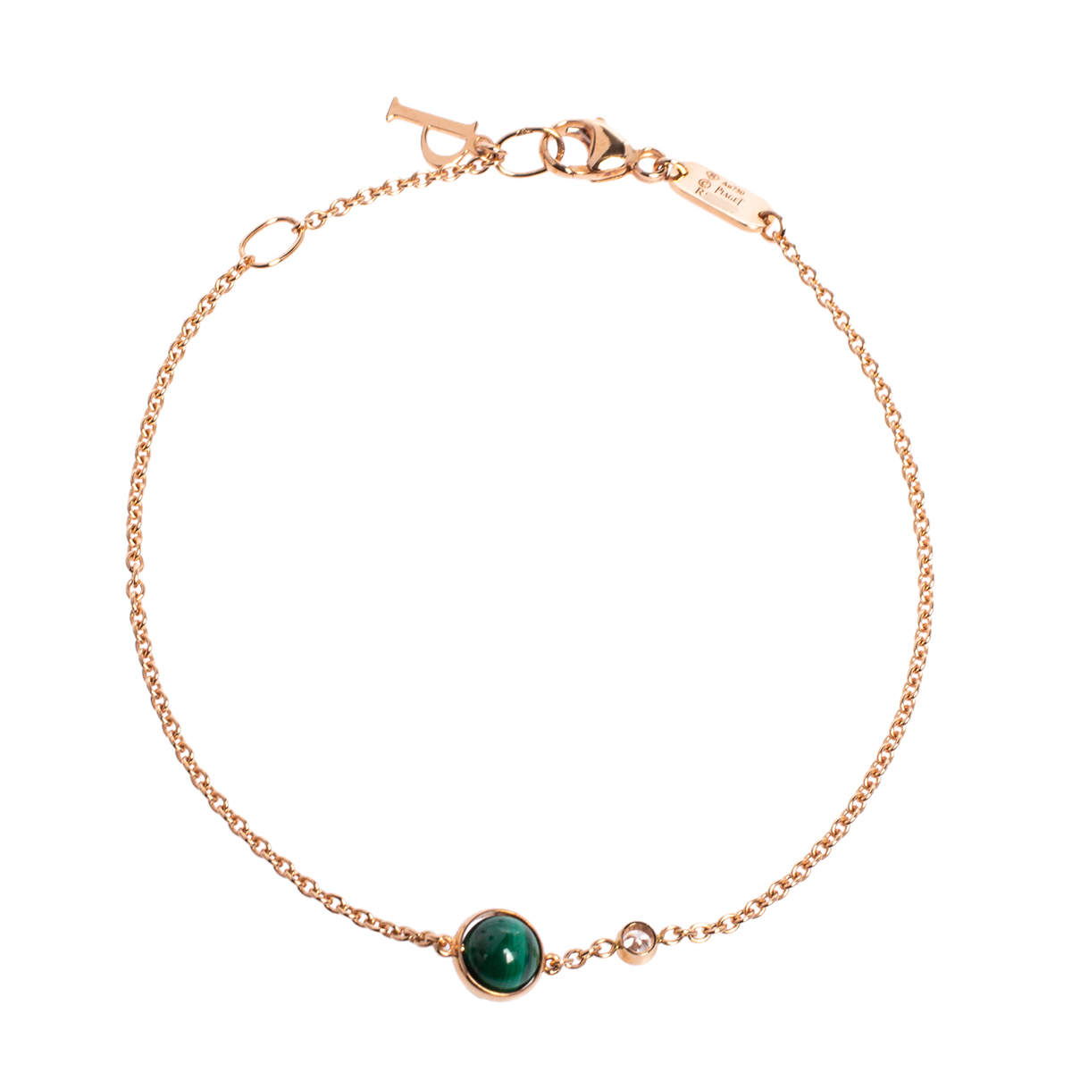 Pre Owned Piaget Possession Malachite Diamond 18K Rose Gold Charm Bracelet 