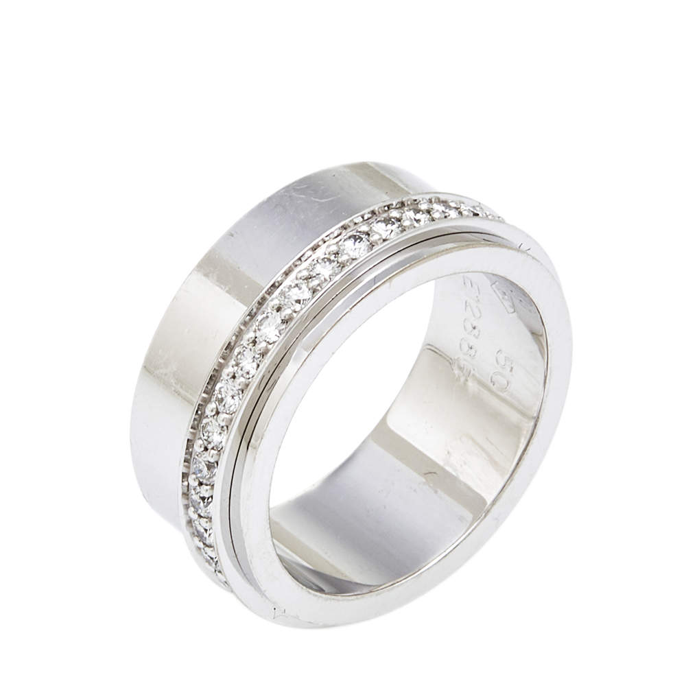 Pre Owned Piaget Possession Diamond 18K White Gold Ring Size 50