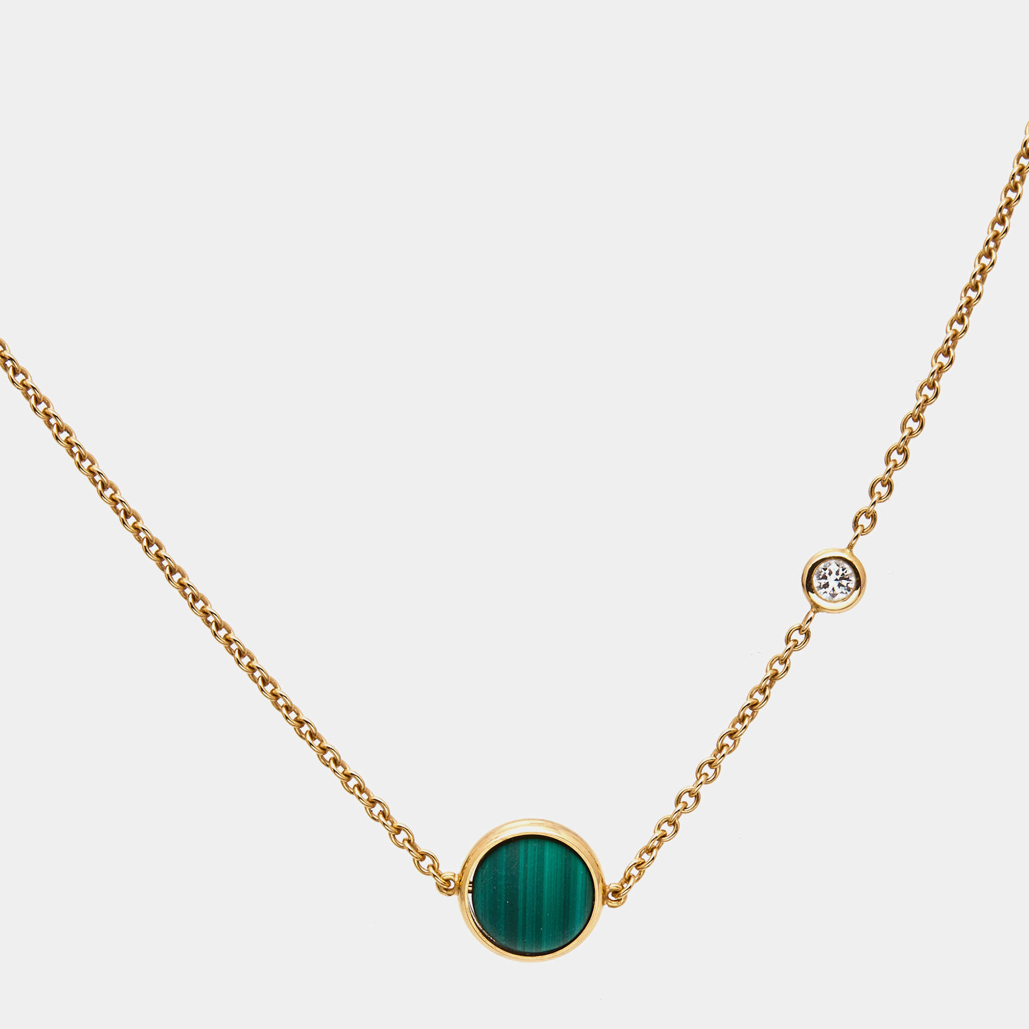 Pre Owned Piaget Possession Malachite Diamond 18k Rose Gold Necklace