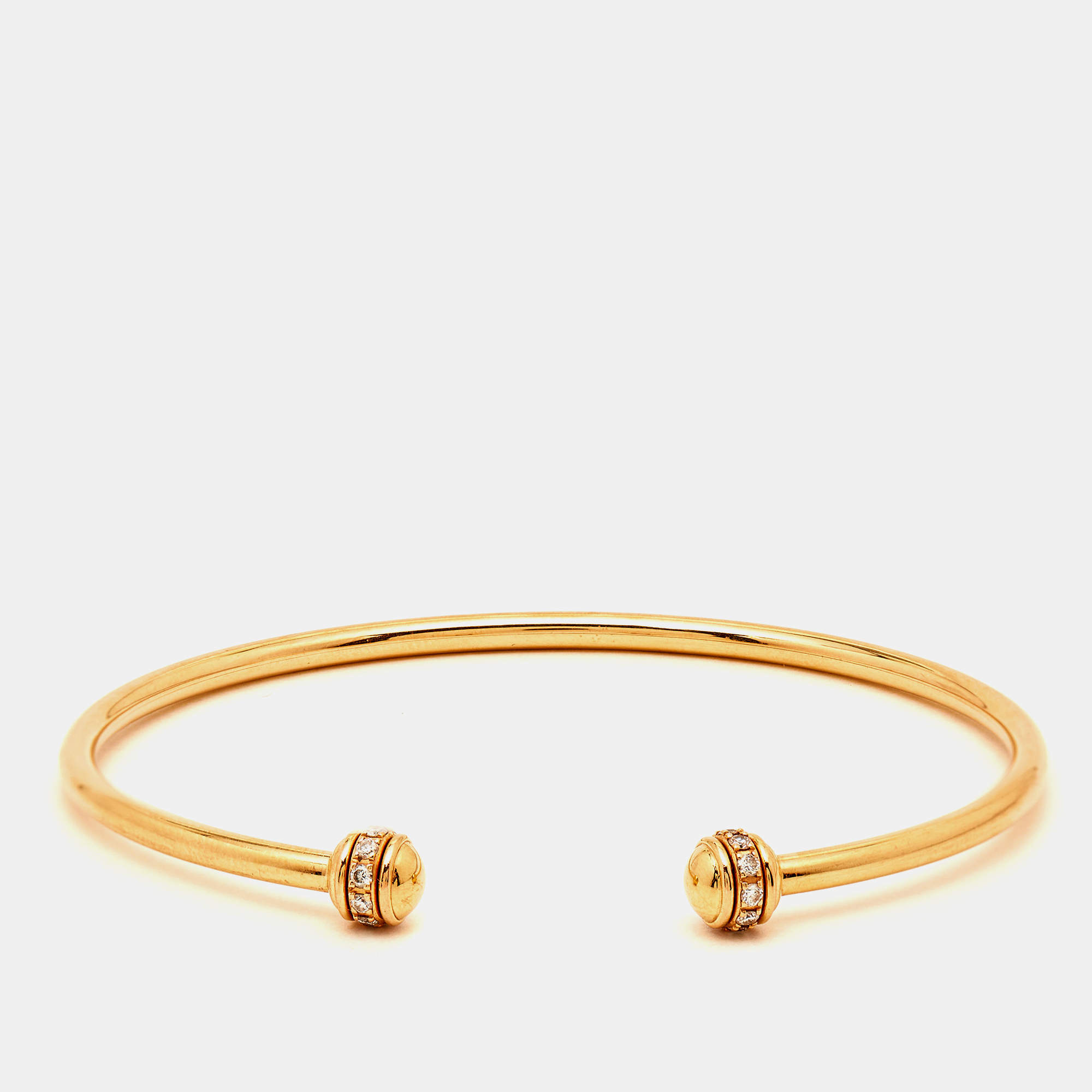 Pre Owned Piaget Possession Diamond 18k Rose Gold Open Cuff Bracelet 16