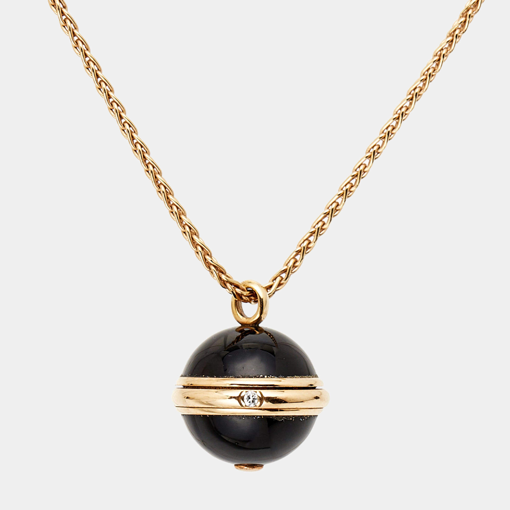 Pre Owned Piaget Possession Onyx Diamond 18k Rose Gold Long Necklace