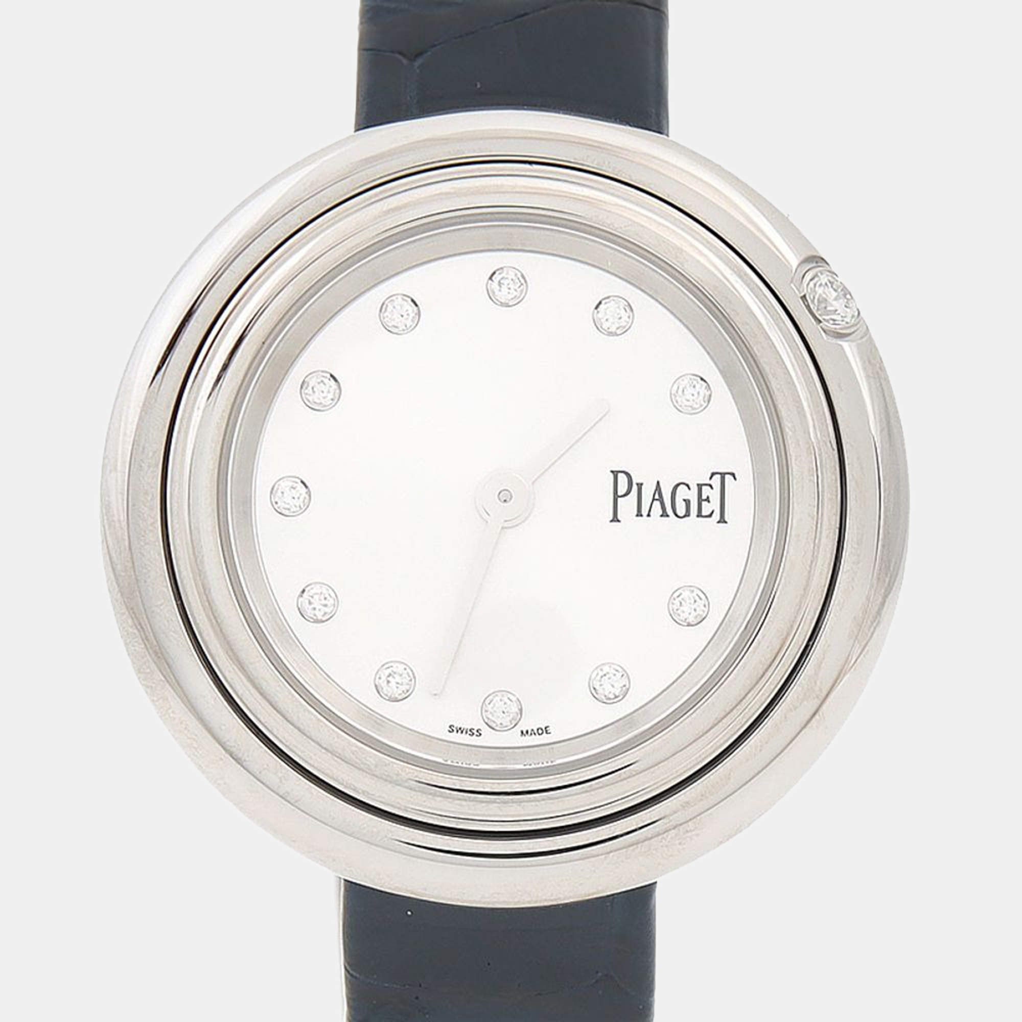 Pre Owned ساعة يد نسائية بياجيه بوزيشين G0A43080 ألماس أبيض كوارتز ستانلس ستيل 29 مم