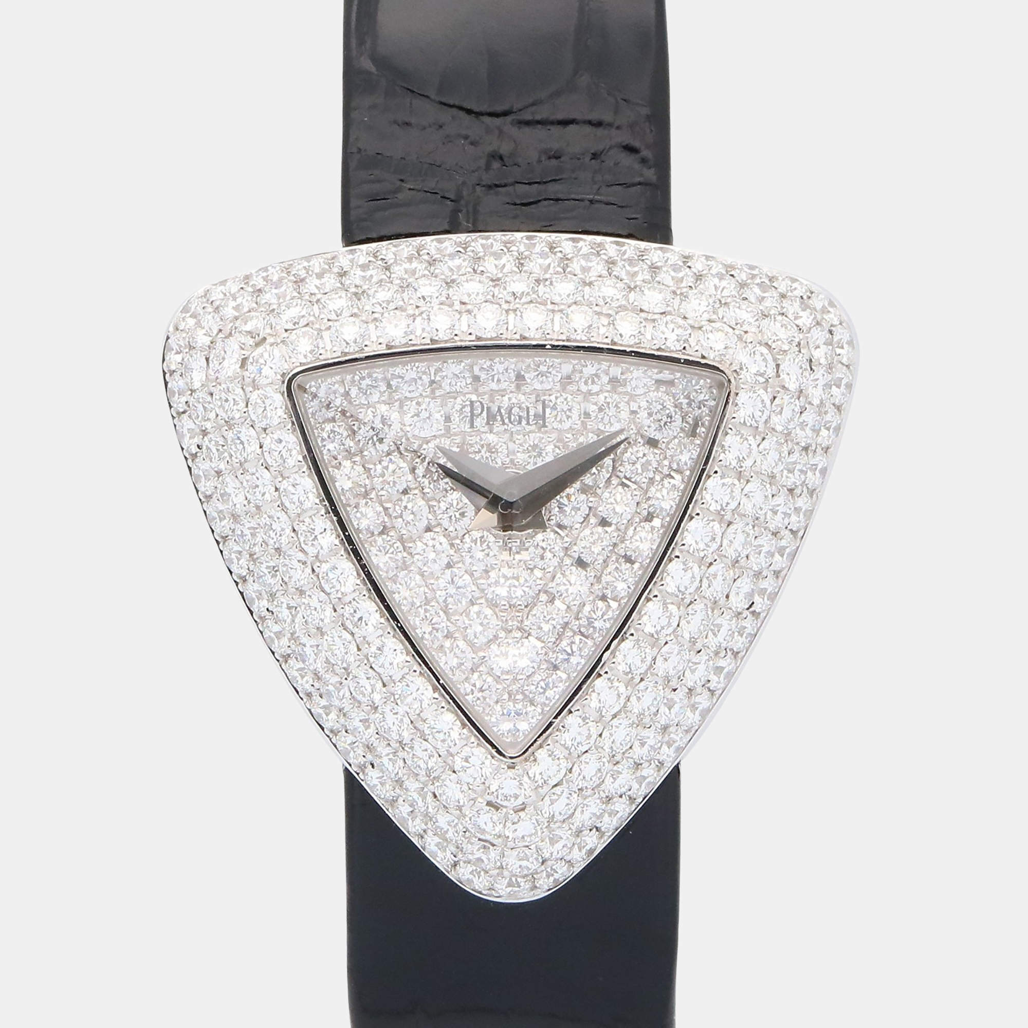 مملوكة مسبقًا Piaget Limelight P10318 Quartz White 18k White Gold Women's Wristwatch 28.5 mm
