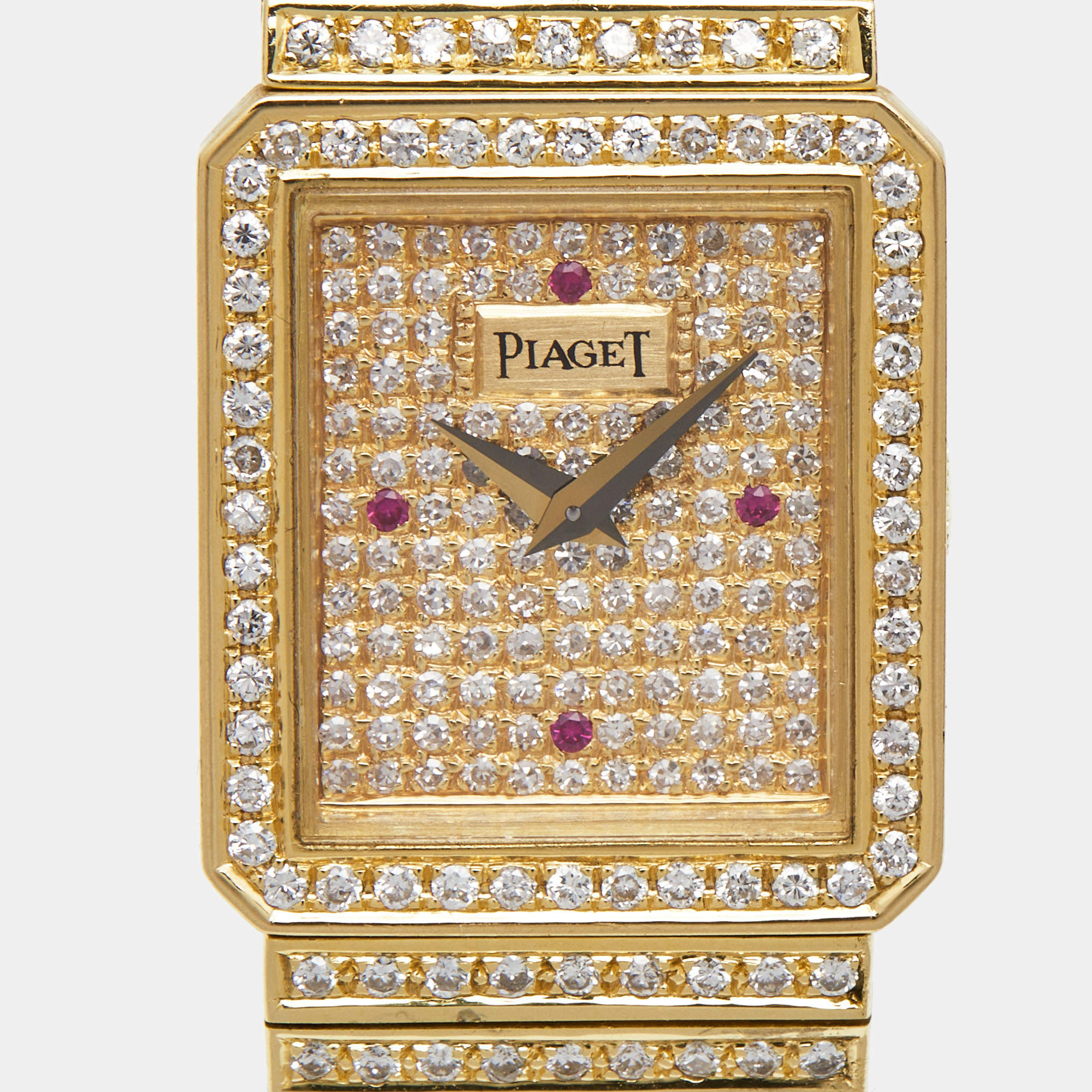 Piaget Diamond Pave Ruby 18K Yellow Gold Protocol 4154