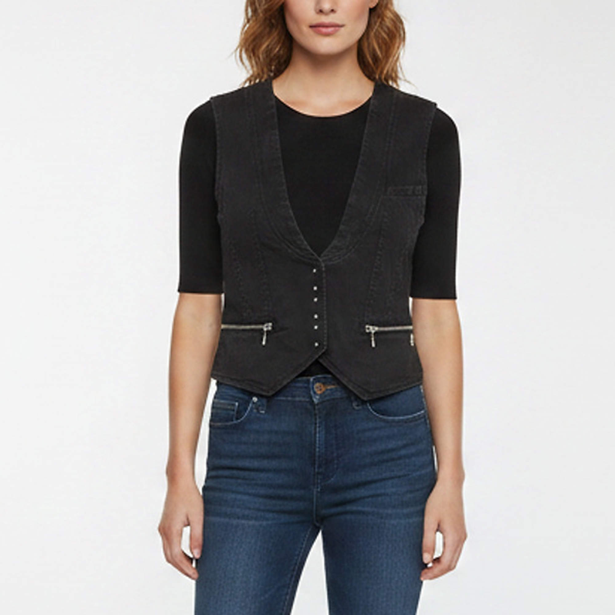 Pre Owned Pierre Balmain Vintage Black Denim Hooked Vest S