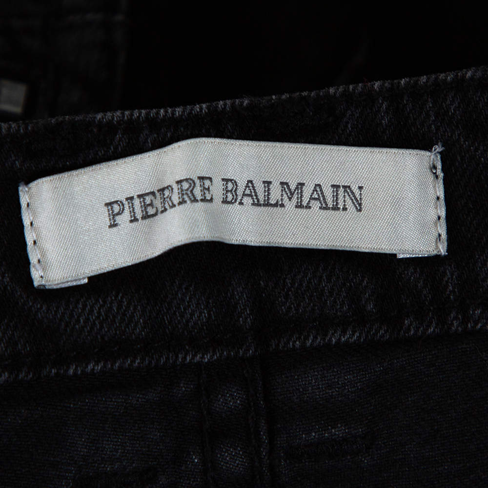 Balmain Dark Grey Washed Denim Mini M Pierre Balmain | TLC