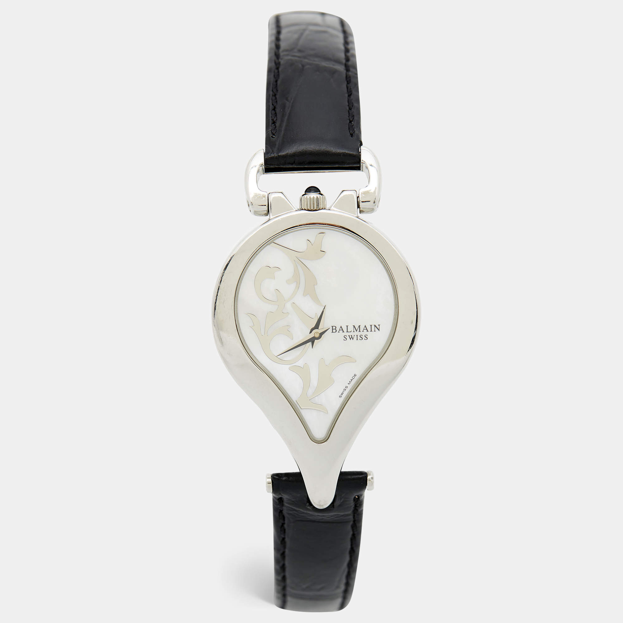 Pre Owned Pierre Balmain 3431 White Mother Of Pearl Dial Stainless Steel Women's Wristwatch 31 mm
