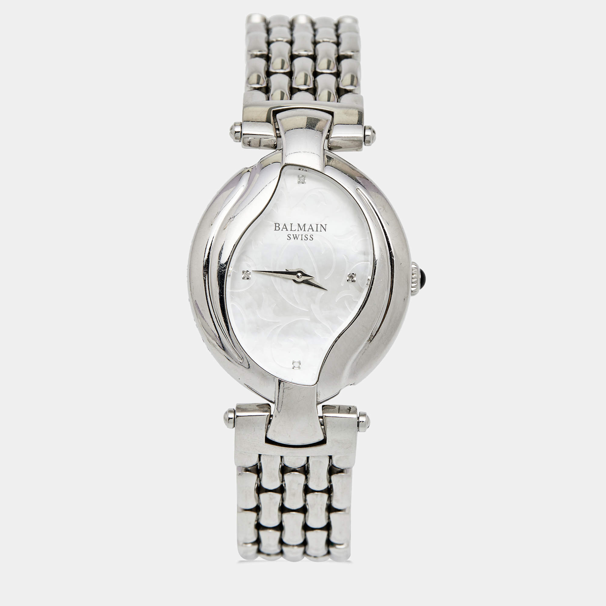 Pre Owned Balmain Mother of Pearl Stainless Steel Excessive 5451 Women's Wristwatch 32 mm