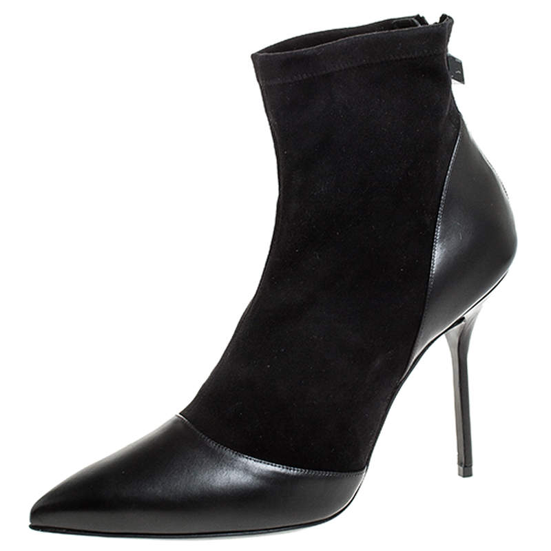 Pierre Hardy Black Suede And Leather Dolly Pointed Toe Ankle Boots Size 42