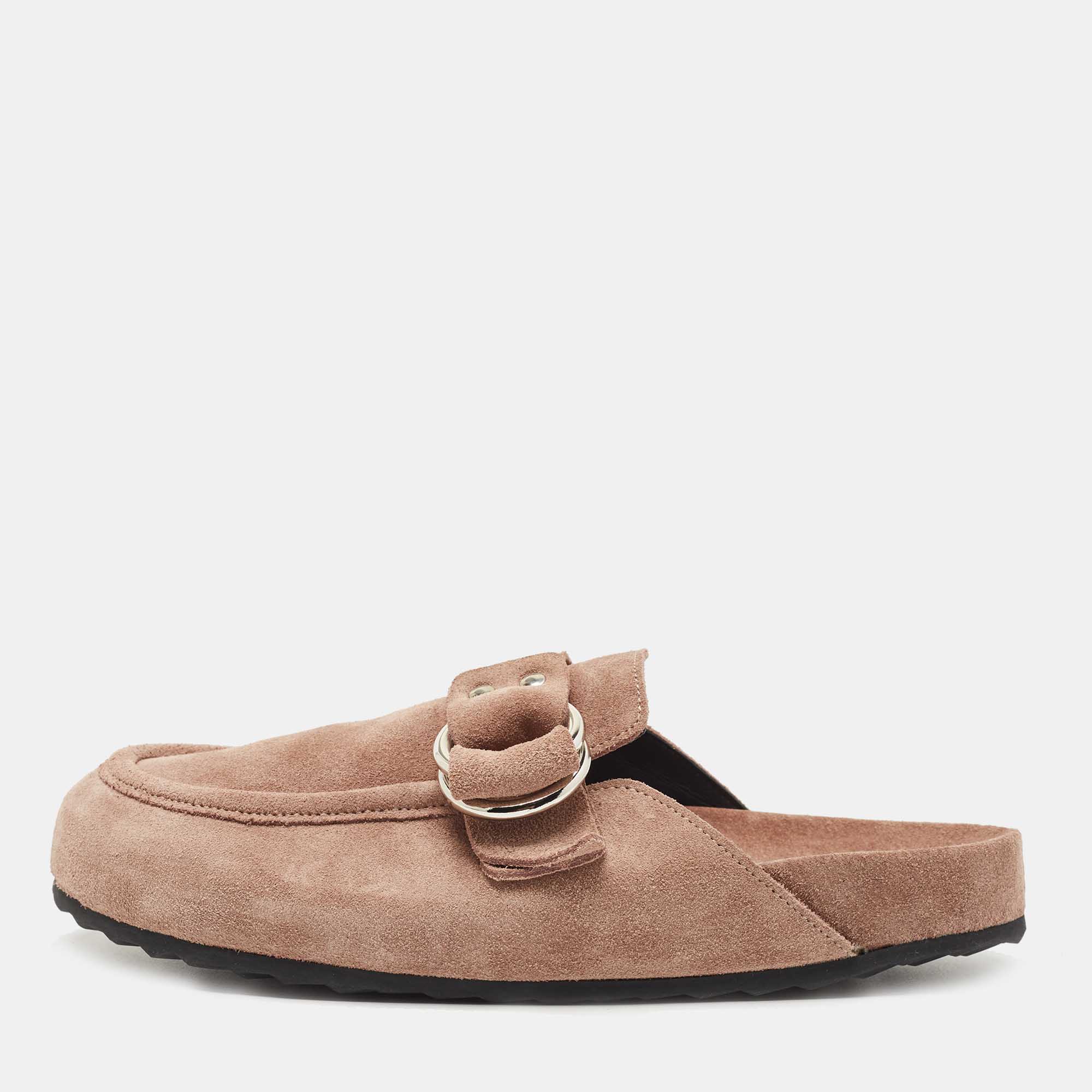 Pierre Hardy Beige Suede Flat Mules Size 38