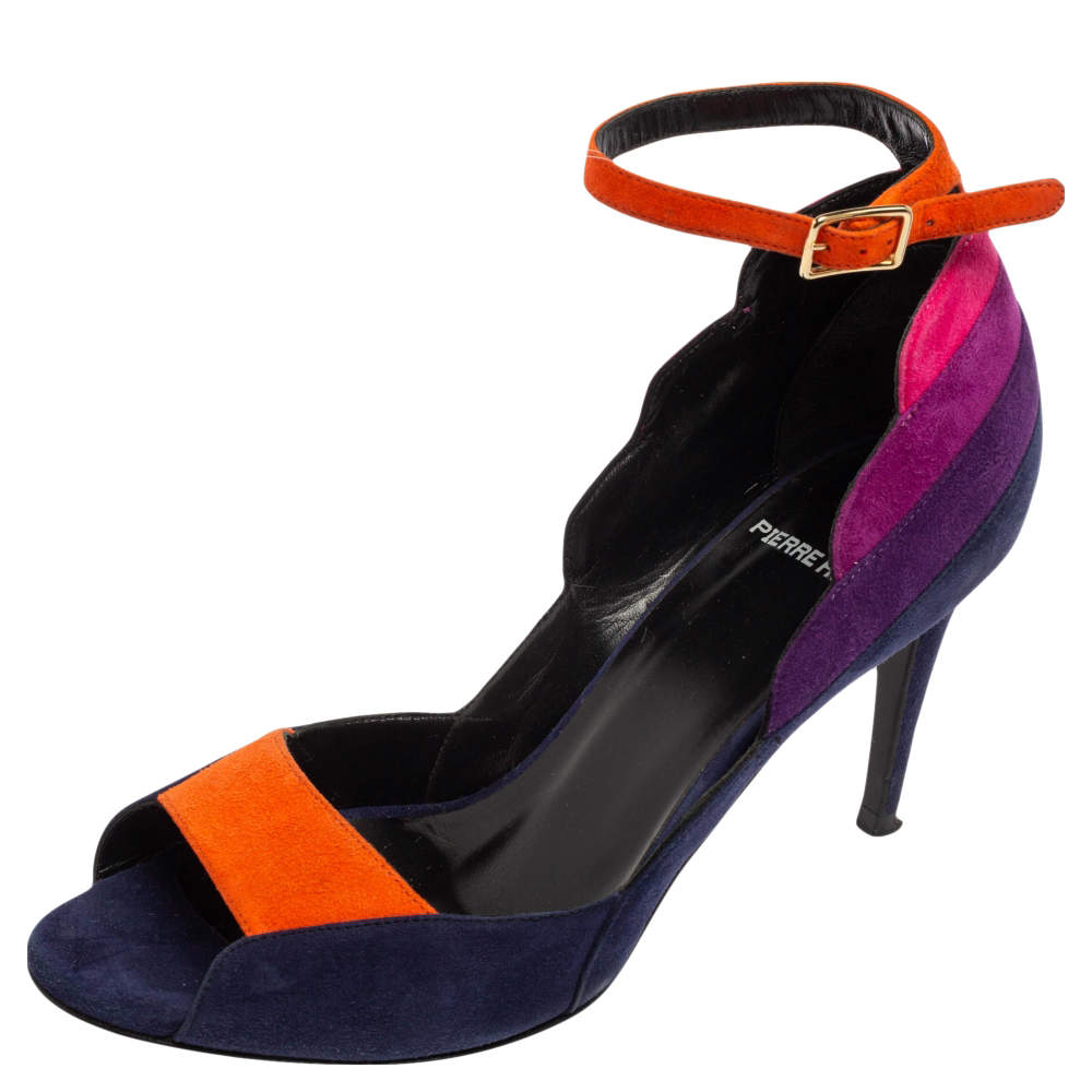 Pierre Hardy Multicolor Suede Ankle Strap Sandals Size 36