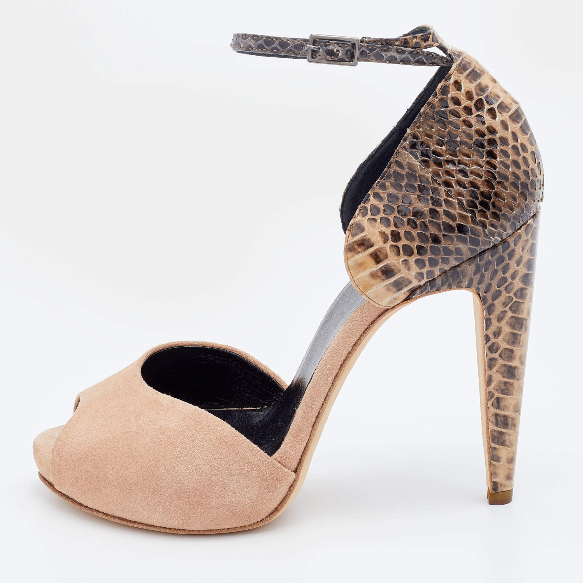Pierre Hardy Multicolor Suede and Water Snake Platform Ankle Strap Sandals Size 38
