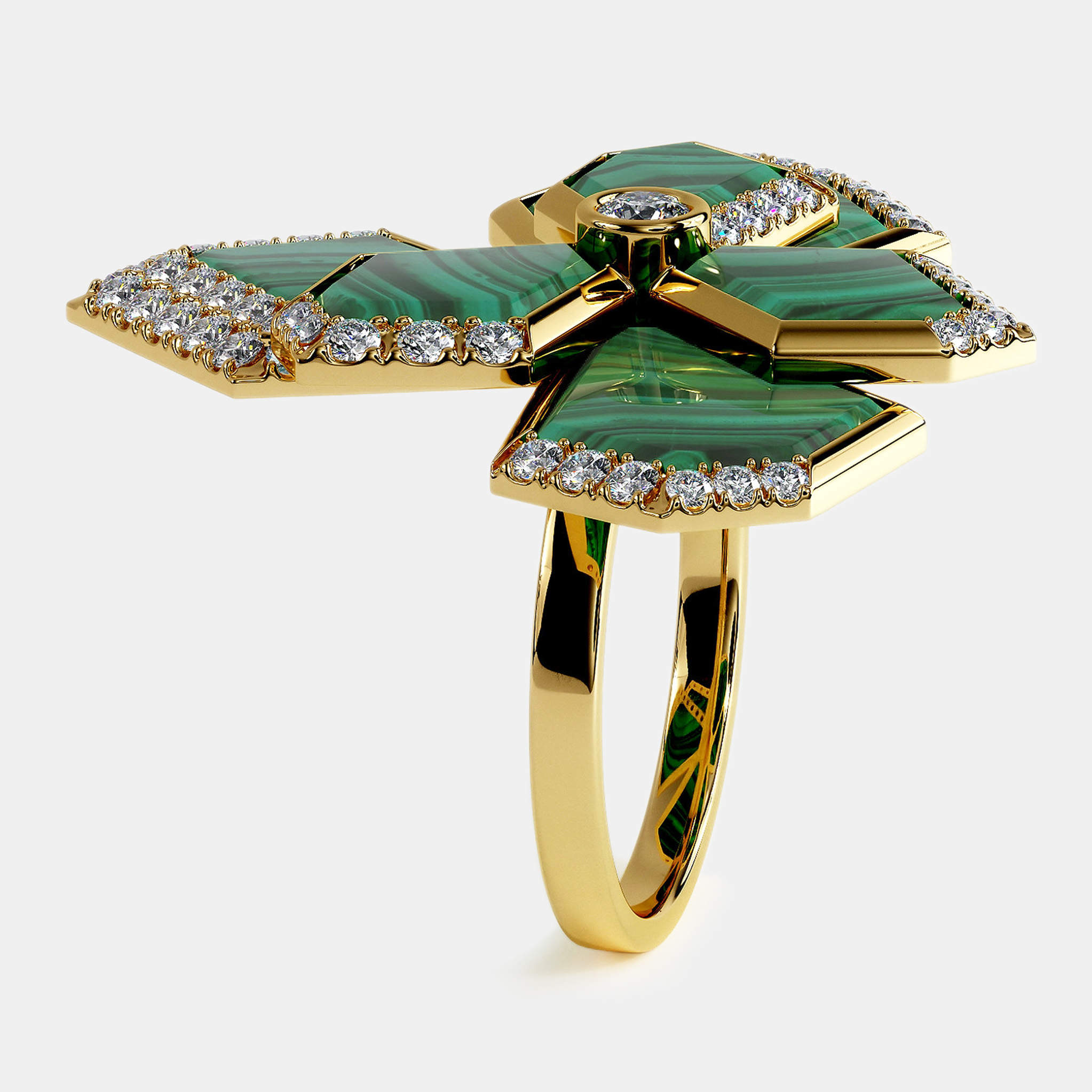 Place Vendome Ring Vendome XIII Geraldine L Malachite Yellow Gold