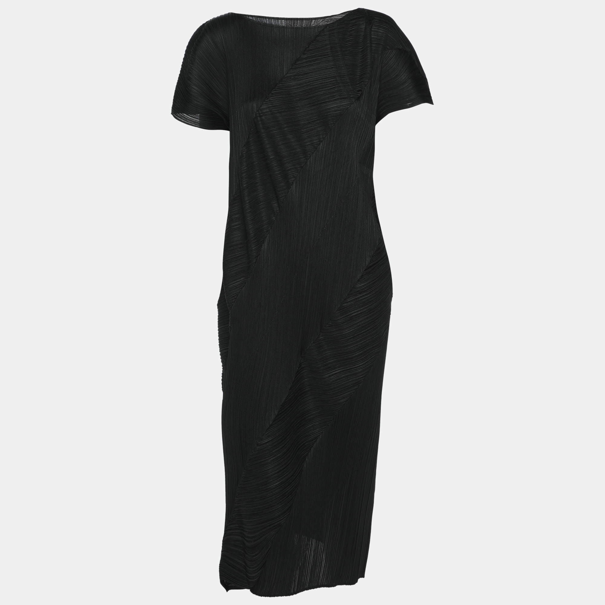 Pleats Please by Issey Miyake Black Plisse Top M
