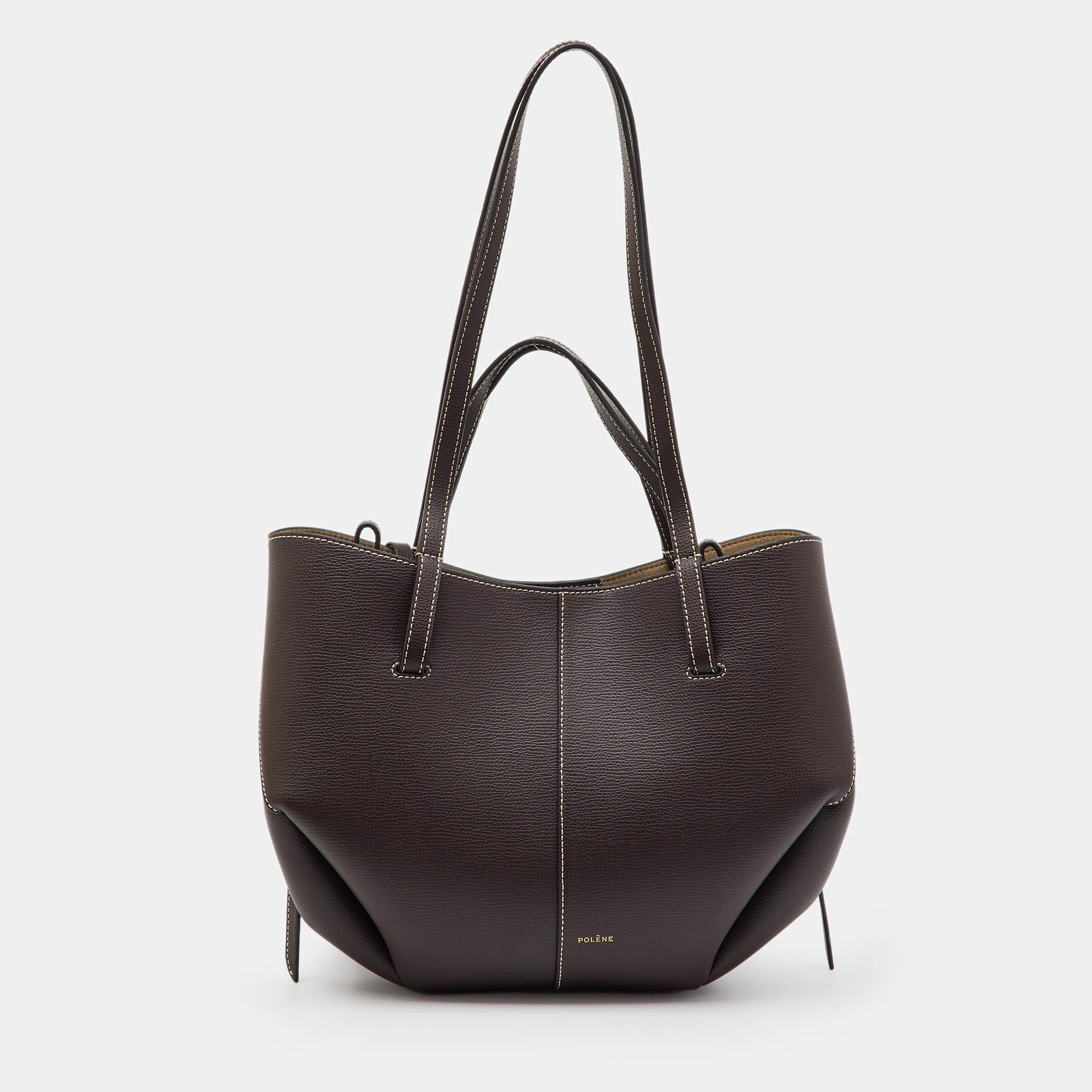 مملوكة مسبقًا Polene Dark Brown Leather Cyme Mini Tote