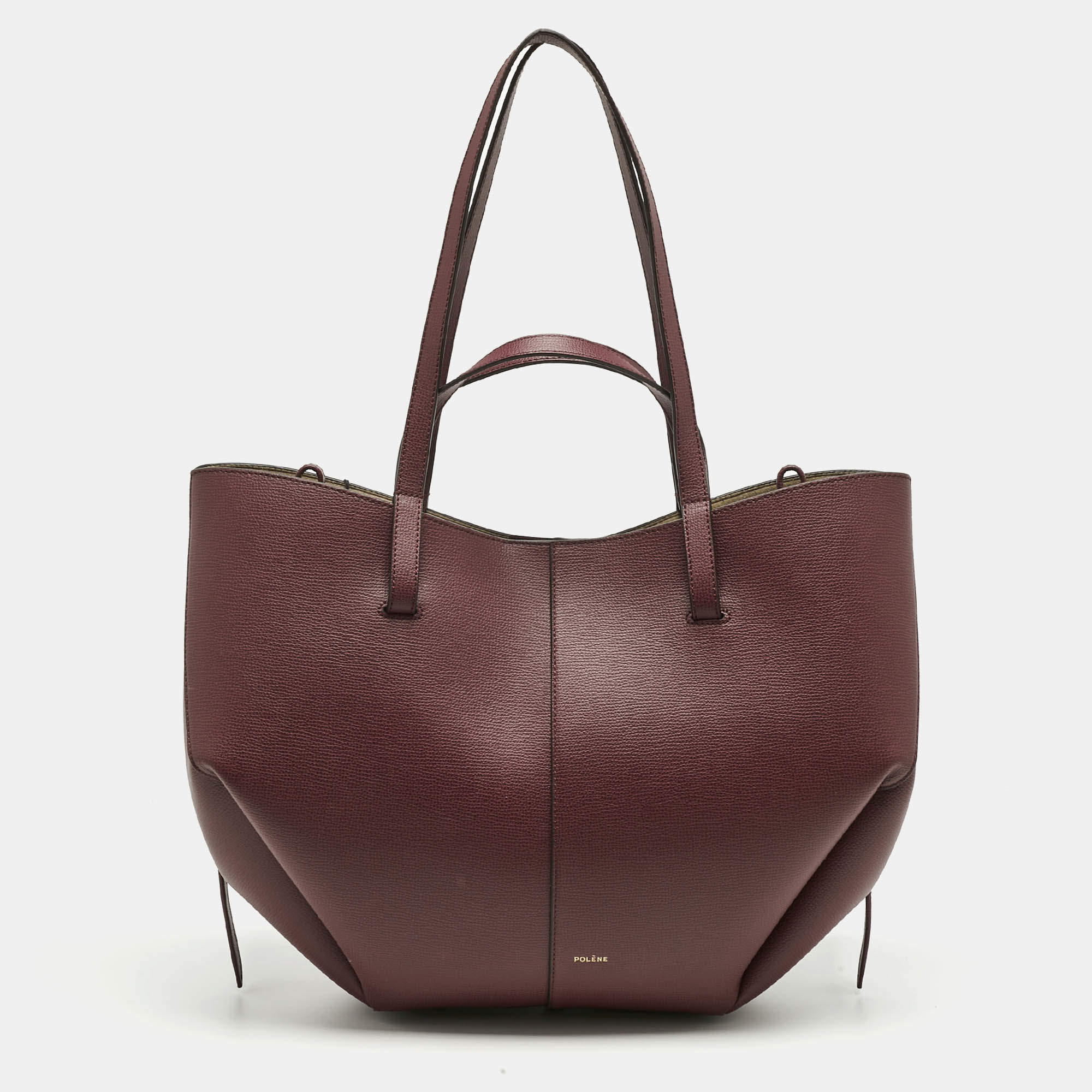 Pre Owned Polene Burgundy Leather Cyme Tote