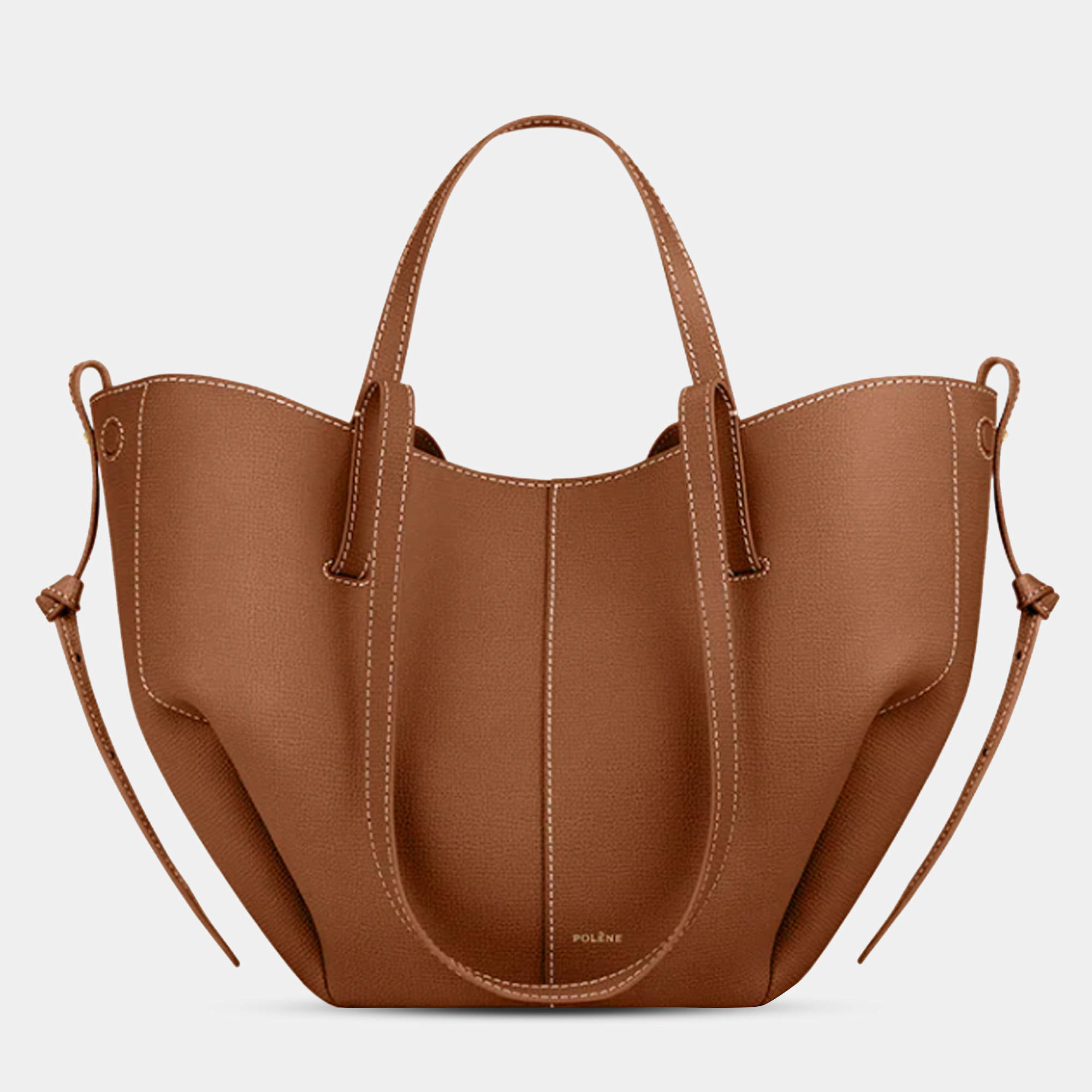 Pre Owned Polene Cyme Mini Camel Grained Edition Calfskin Leather Shoulder Bag