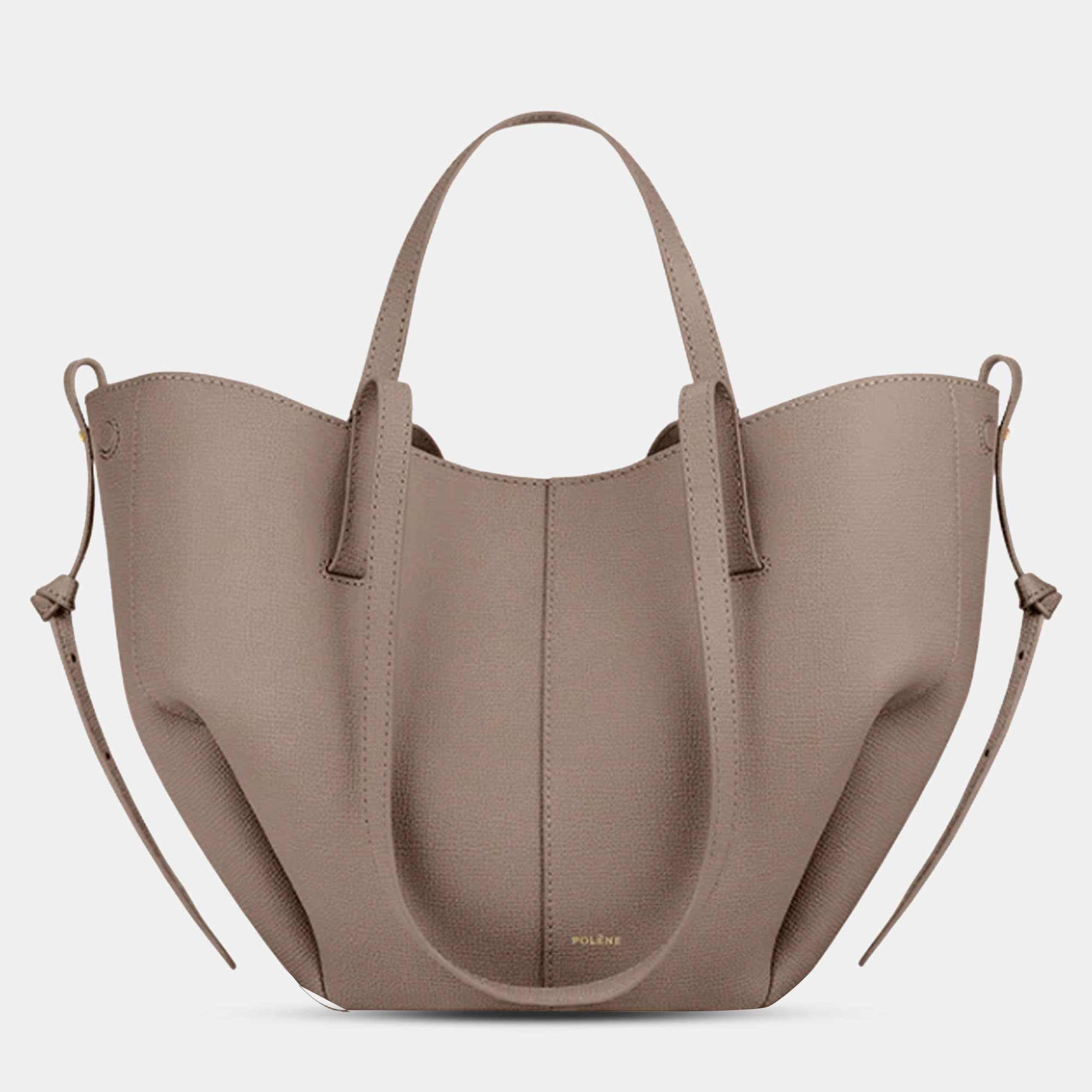 Pre Owned Polene Cyme Mini Grained Taupe Edition Calfskin Leather Shoulder Bag