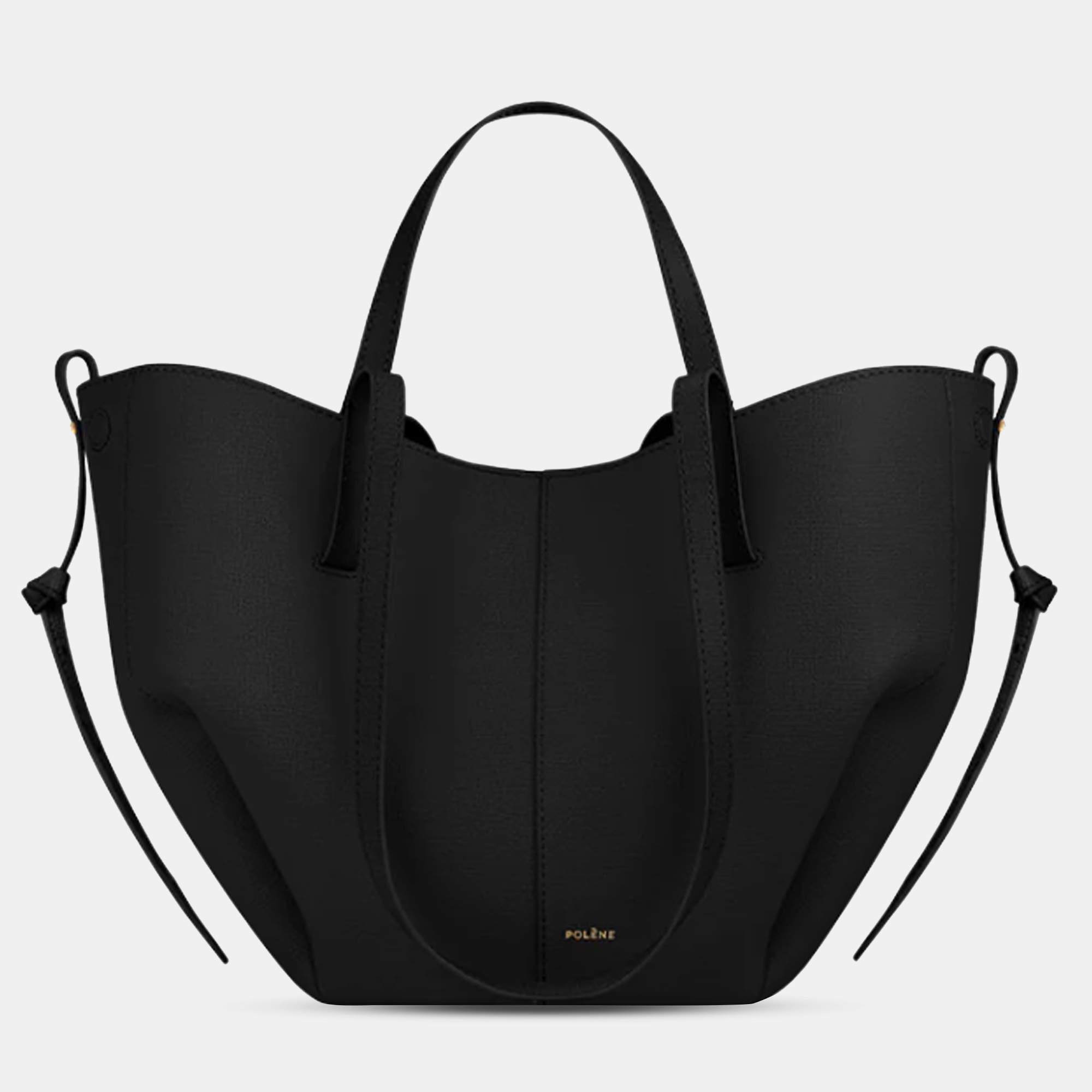 Pre Owned Polene Cyme Mini Grained Black Edition Calfskin Leather Shoulder Bag