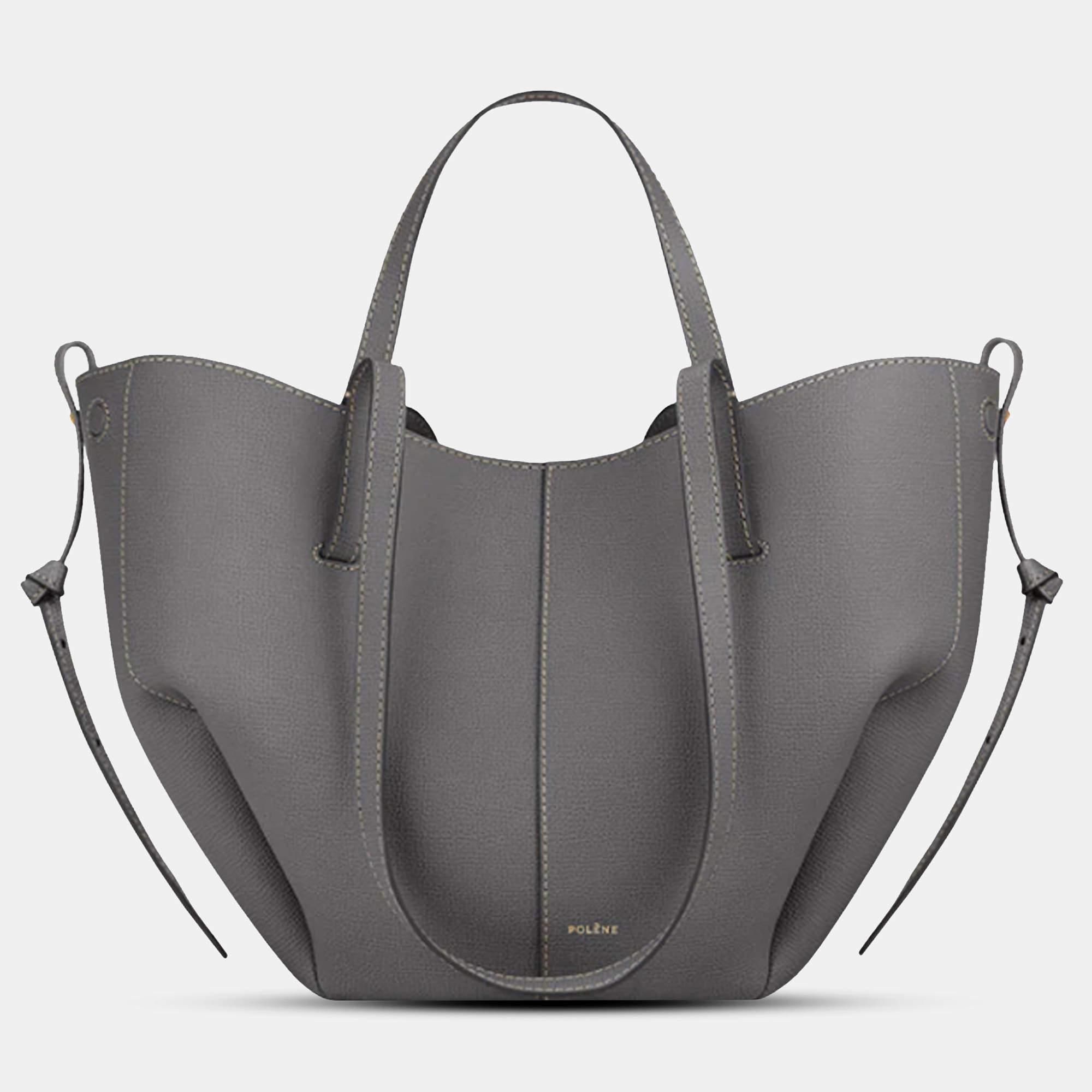 Pre Owned Polene Cyme Mini Grained Pebble Edition Calfskin Leather Shoulder Bag