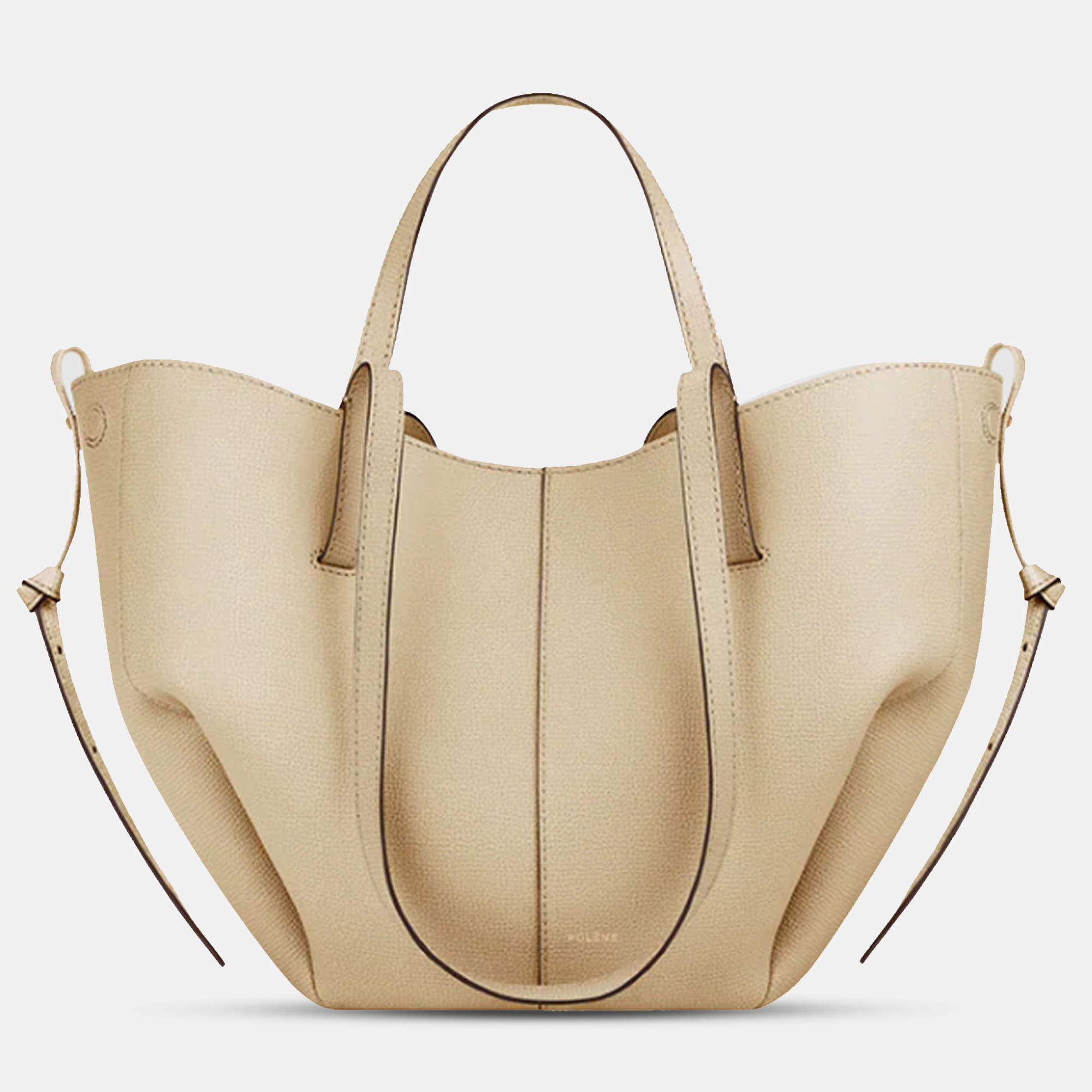 Pre Owned Polene Cyme Mini Grained Sand Edition Calfskin Leather Shoulder Bag