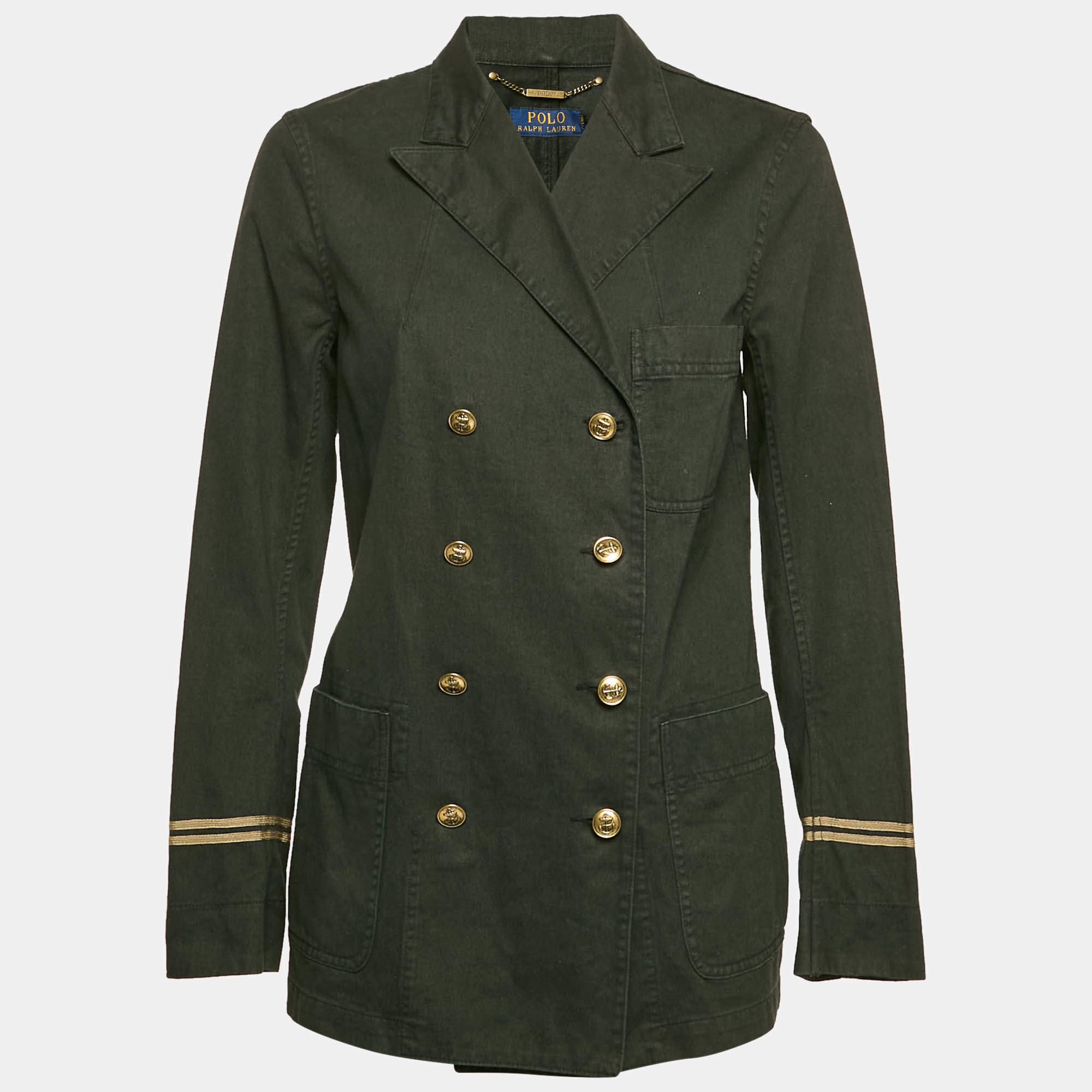 Polo Ralph Lauren Black Denim Peak Lapel Captain Jacket L