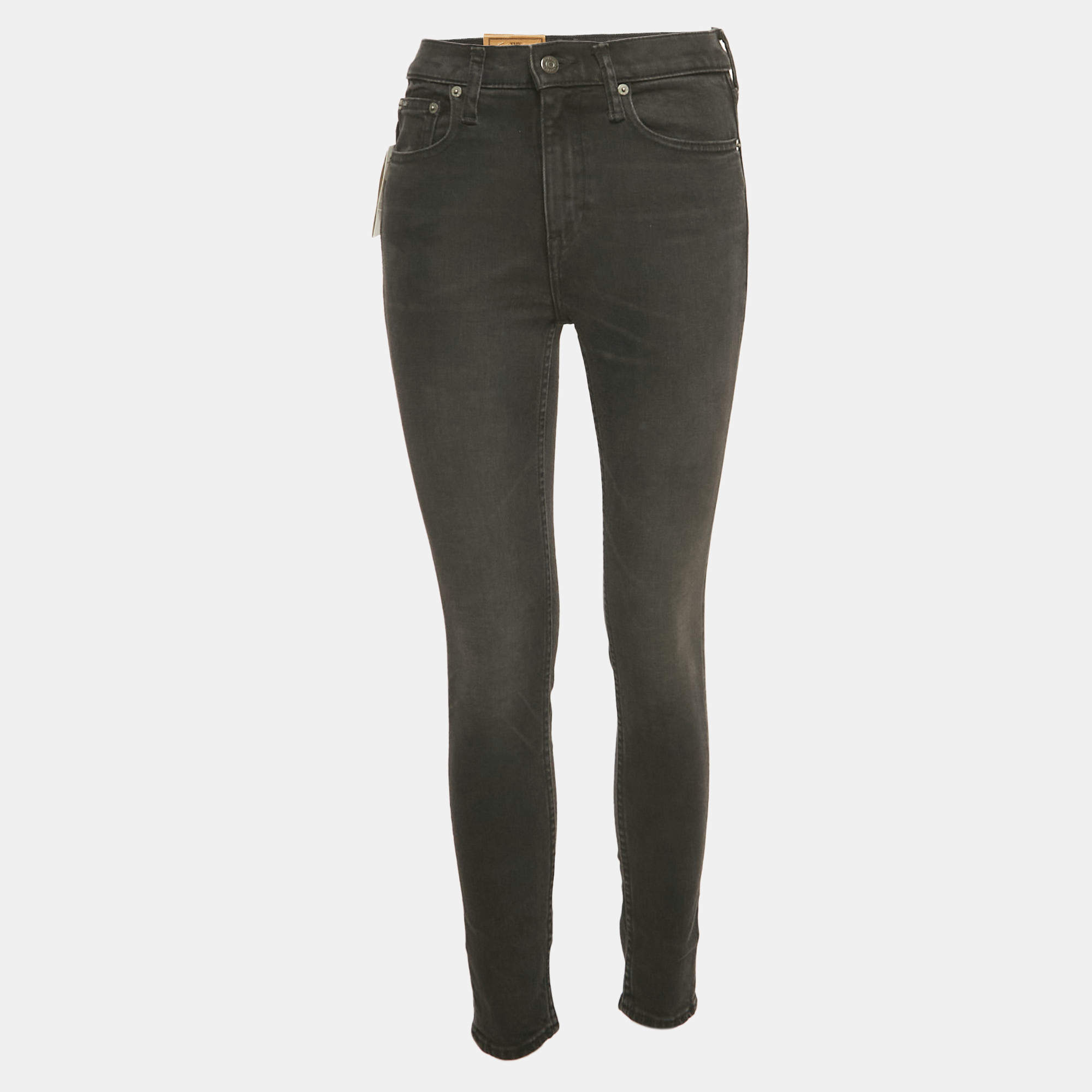 Pre Owned Polo Ralph Lauren Black Denim Tompkins Skinny High Rise Ankle Jeans S Waist 26"