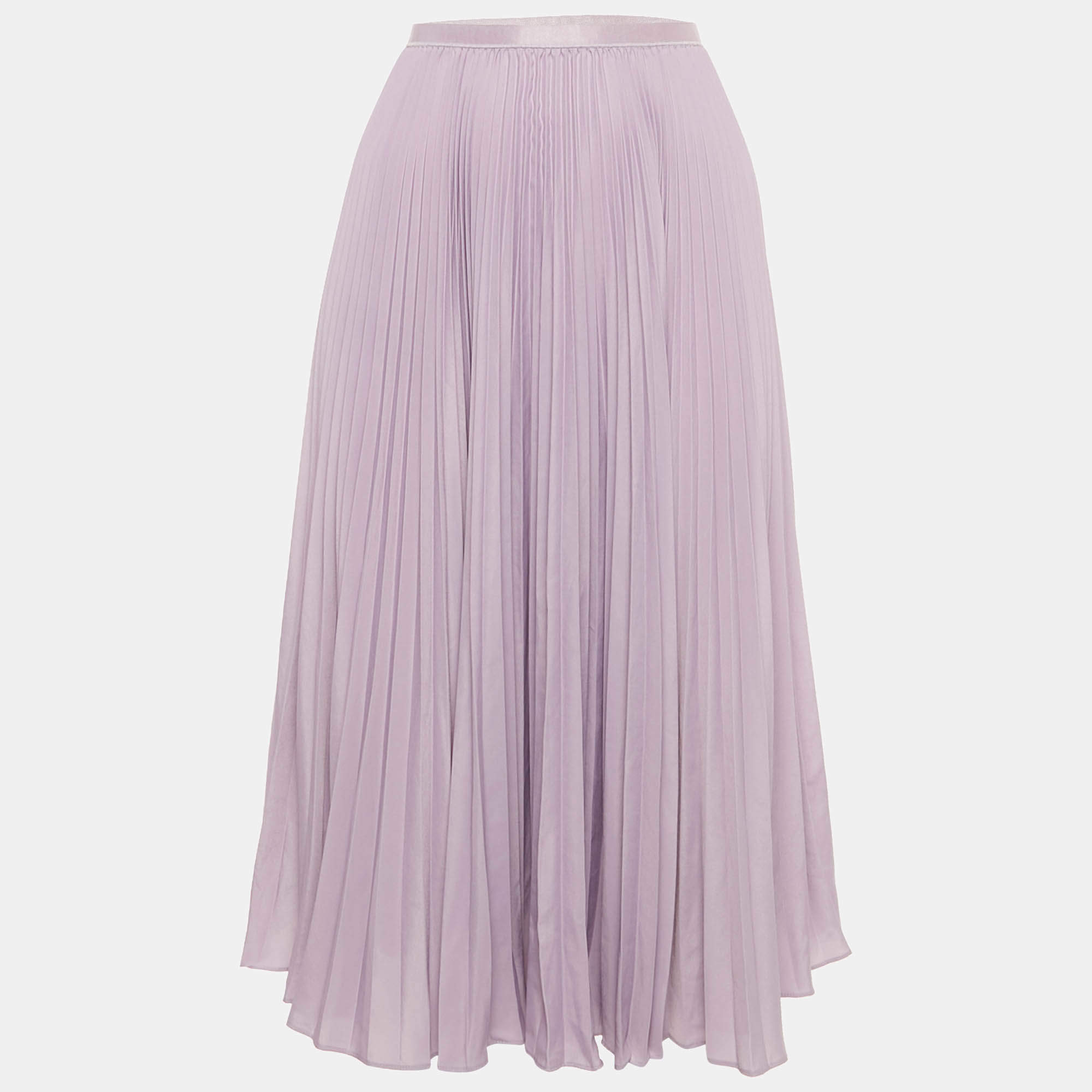 Pre Owned Polo Ralph Lauren Lavender Plisse Midi Skirt M