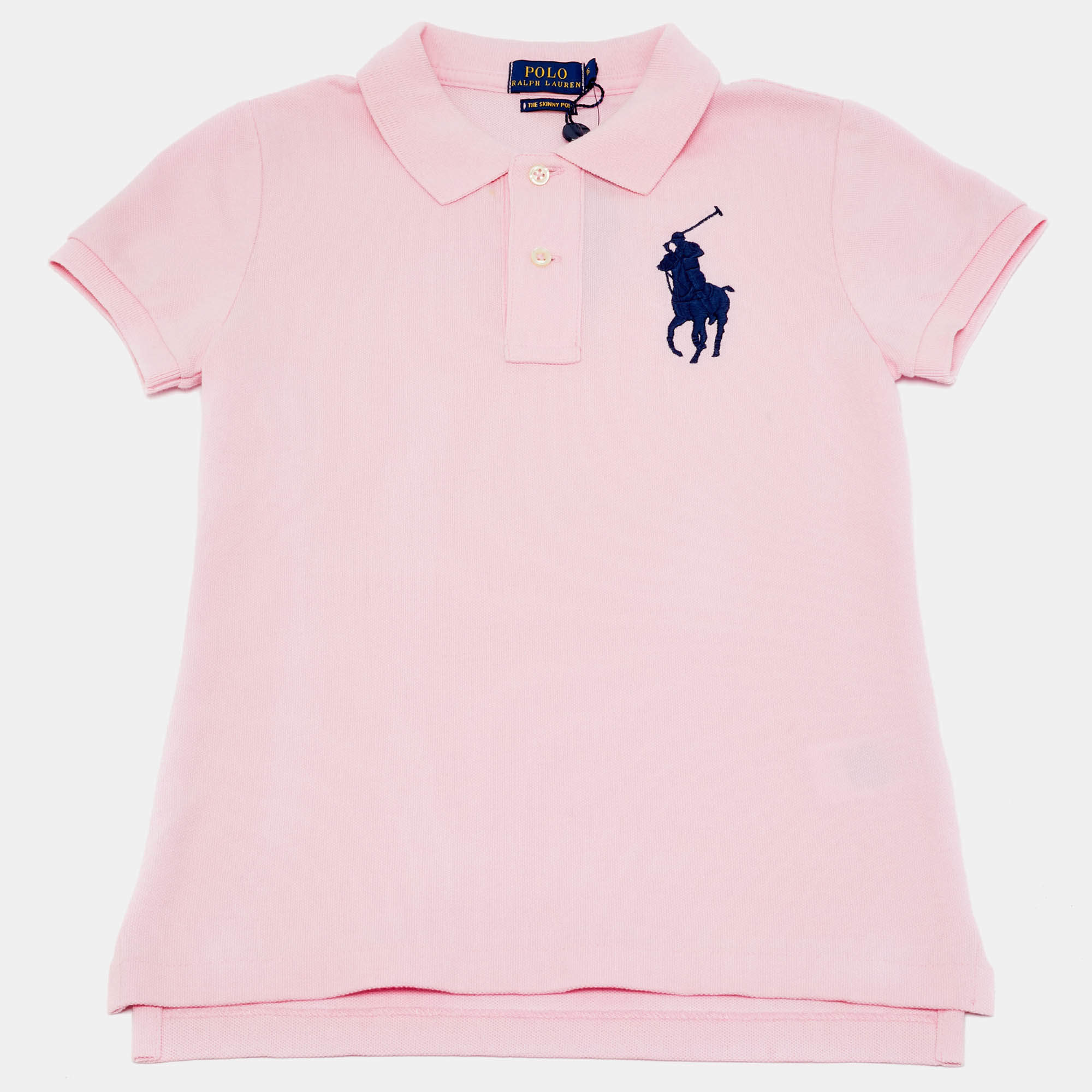 Pre Owned Polo Ralph Lauren Pink Cotton The Skinny Polo T-Shirt XS