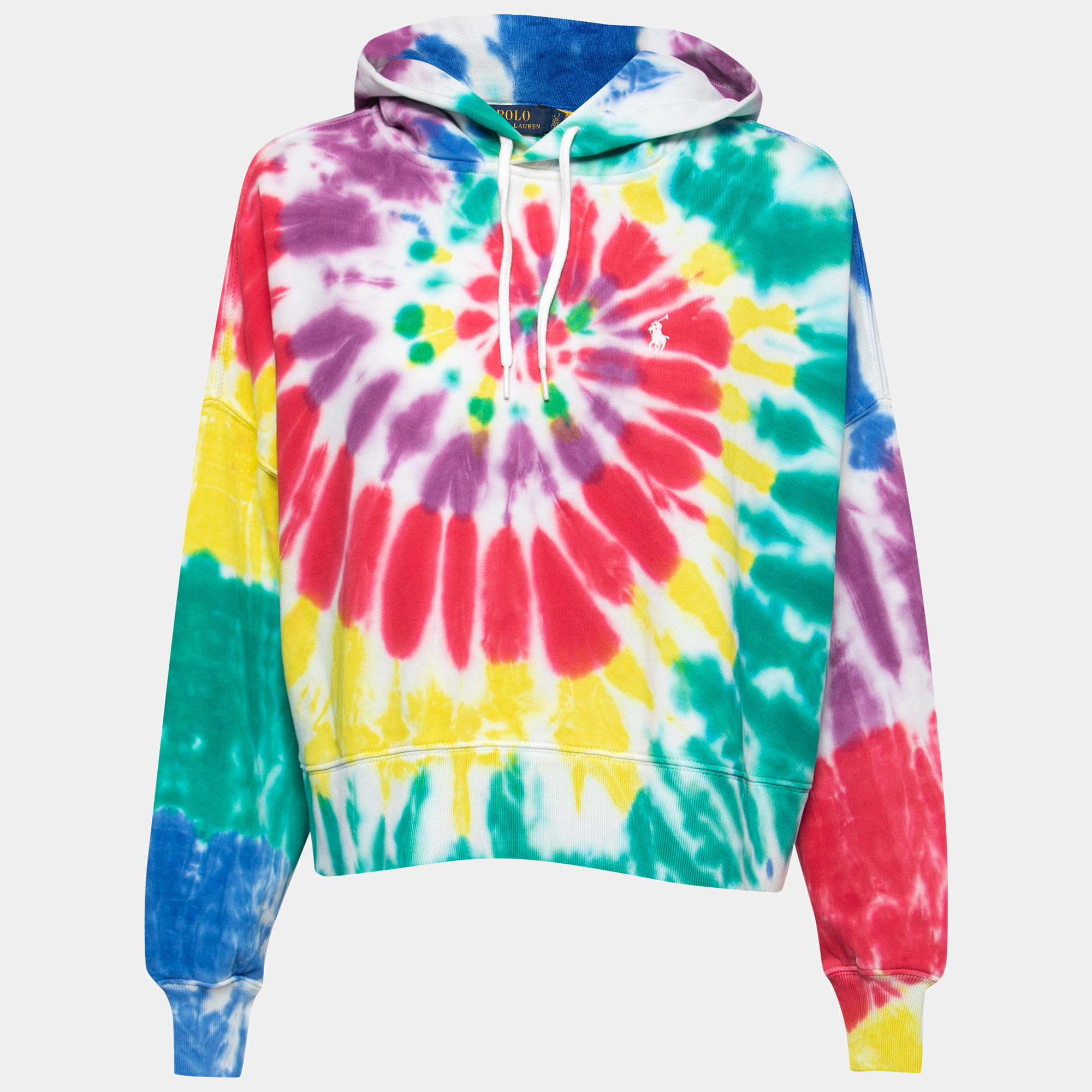 مملوكة مسبقًا Polo Ralph Lauren Multicolor Tye-Dye Print Cotton Hoodie S