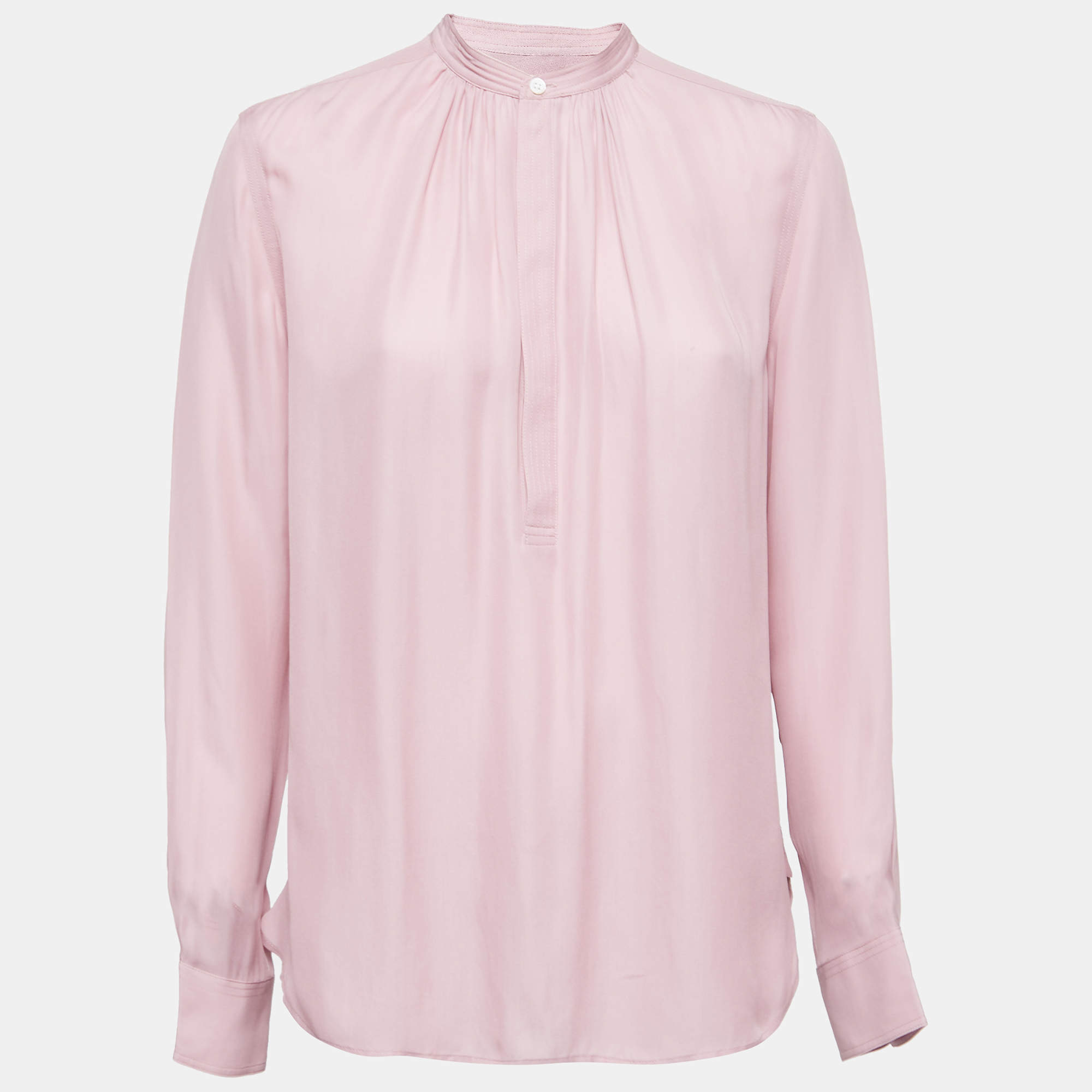 مملوكة مسبقًا Polo Ralph Lauren Blush Pink Silk Blend Round Collar Blouse M