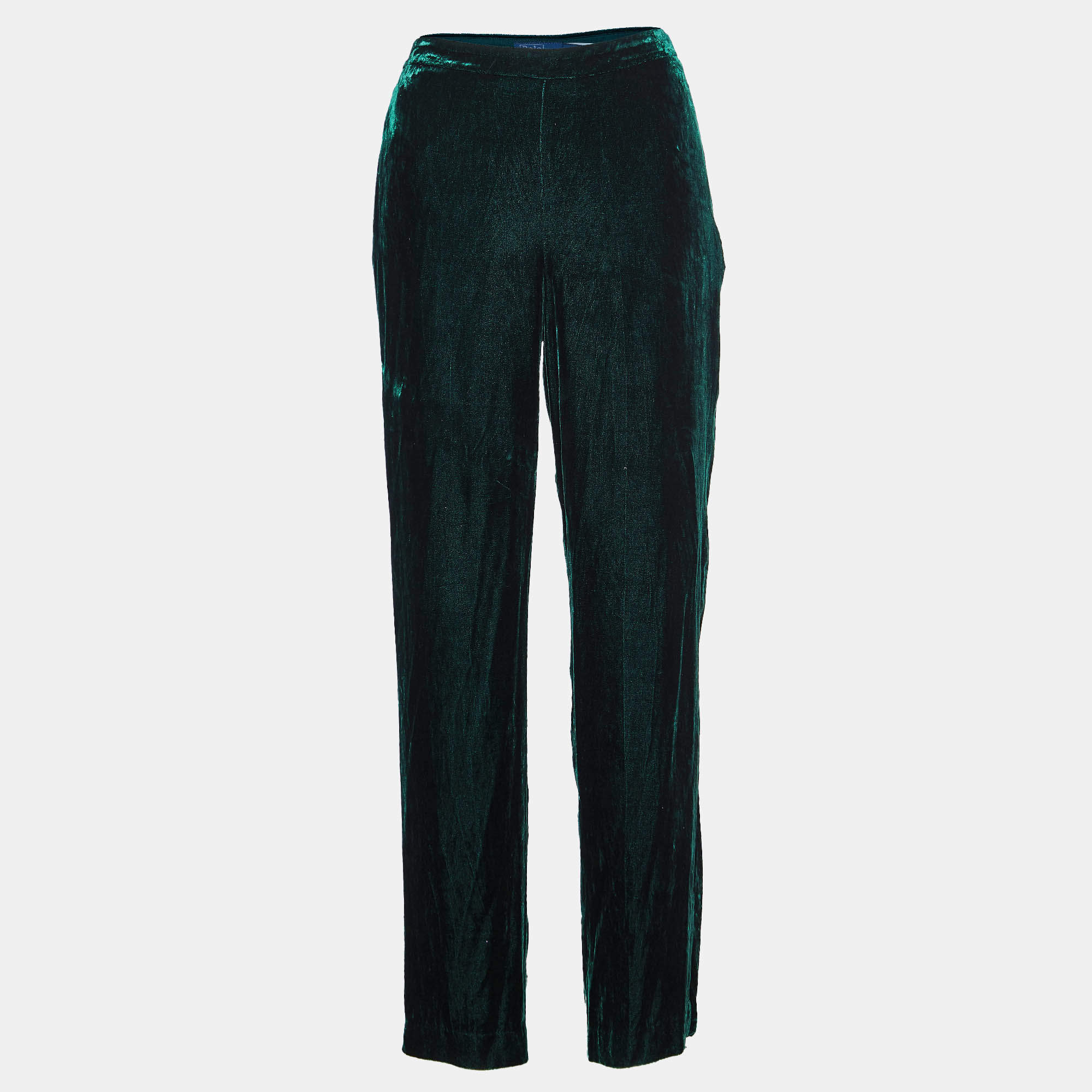 Pre Owned Polo Ralph Lauren Green Velvet Loose Pants XS