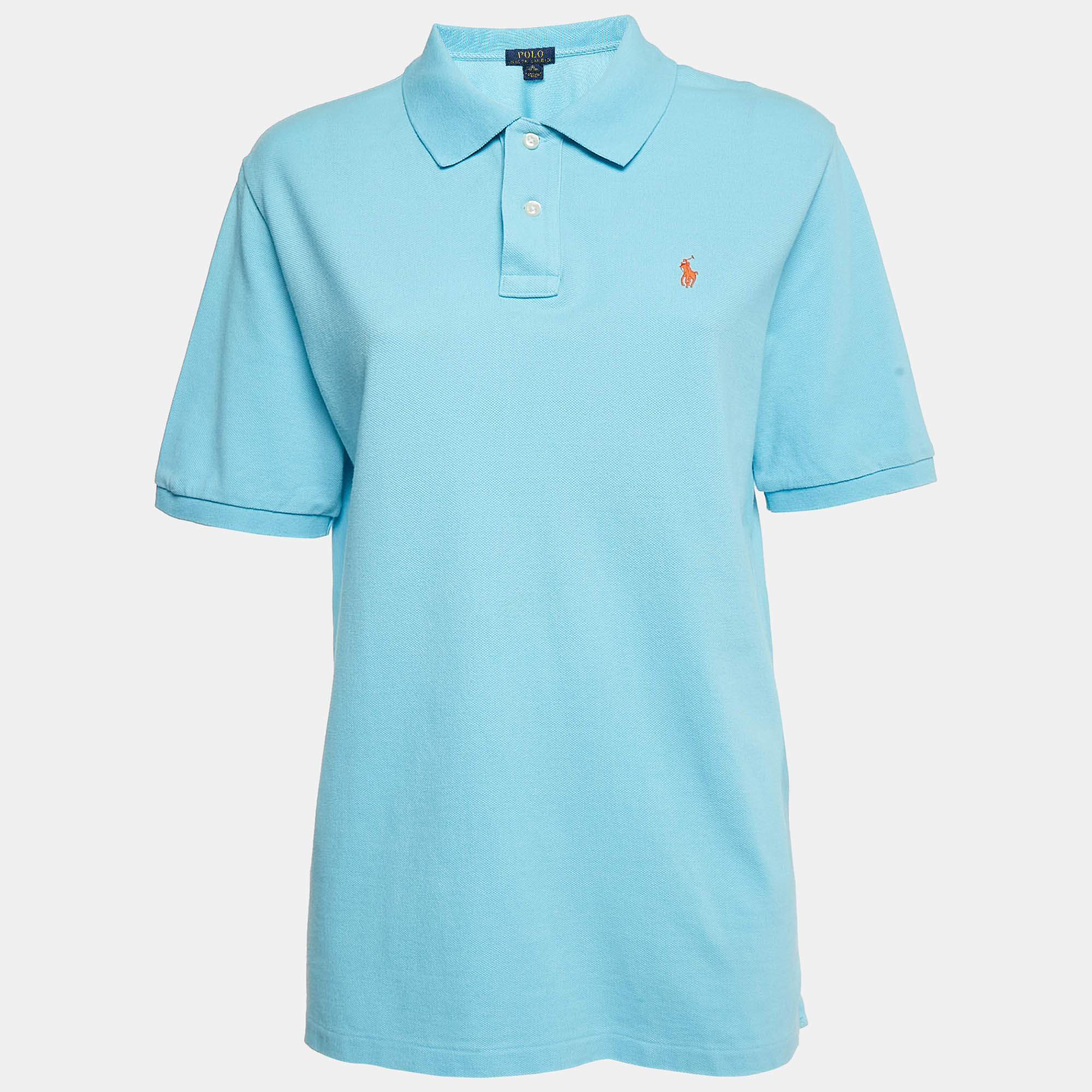 Polo Ralph Lauren Blue Logo Embroidered Cotton Polo T-Shirt XL
